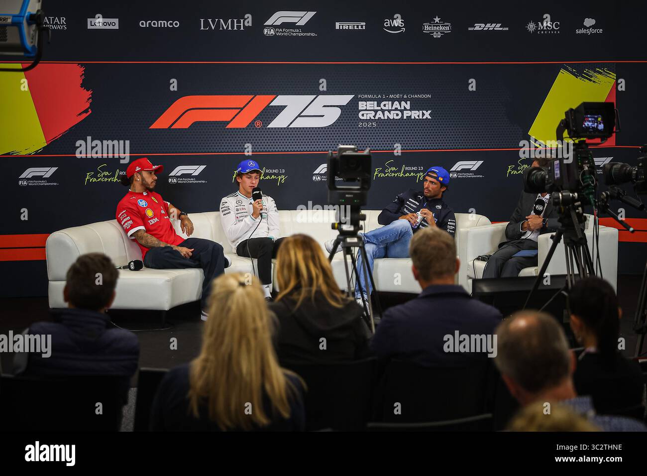 Conferenza stampa durante il GP del Belgio, Spa-Francorchamps 24-27 luglio 2025 Campionato del mondo di Formula 1 2025. Foto Stock