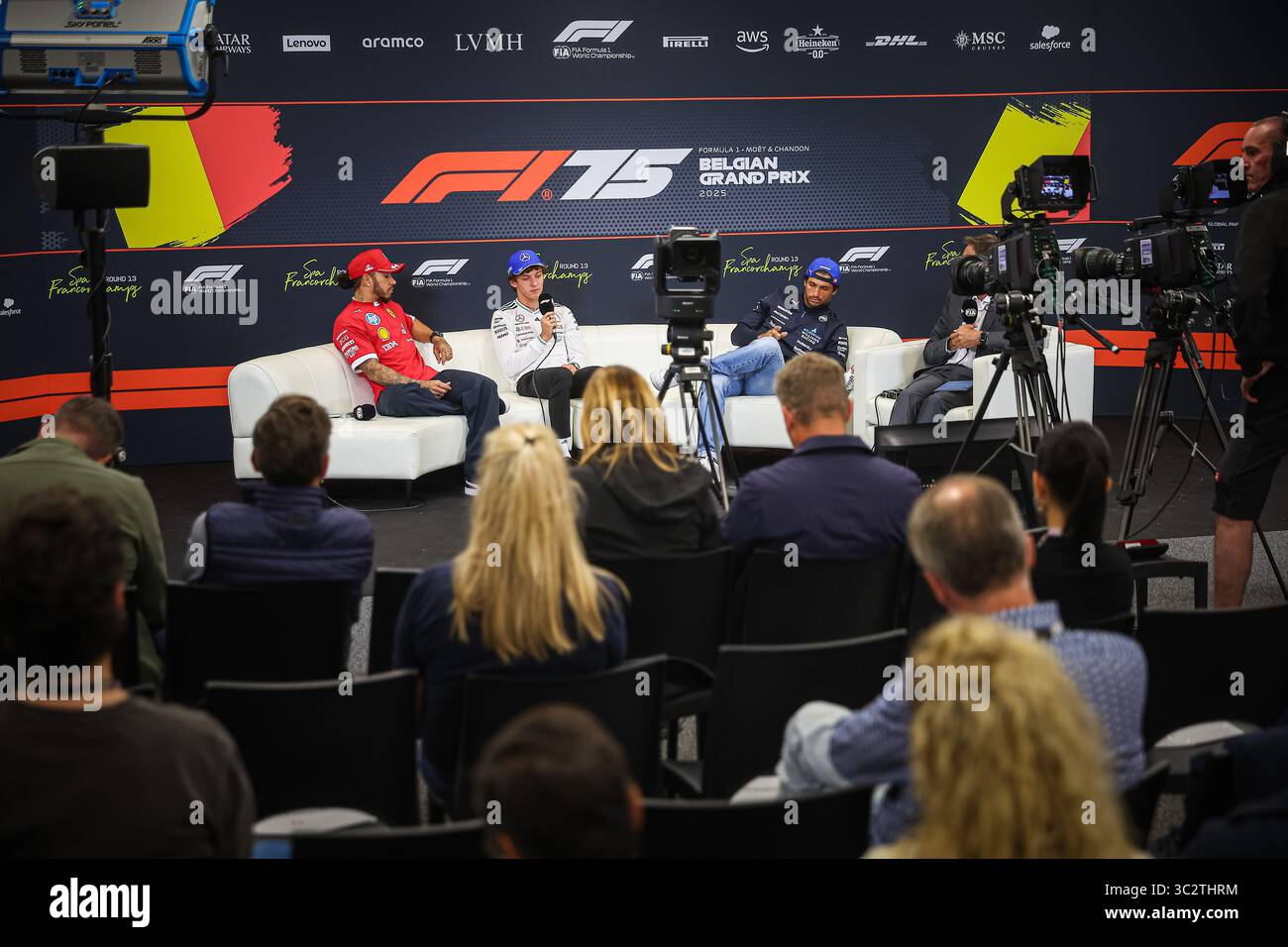Conferenza stampa durante il GP del Belgio, Spa-Francorchamps 24-27 luglio 2025 Campionato del mondo di Formula 1 2025. Foto Stock