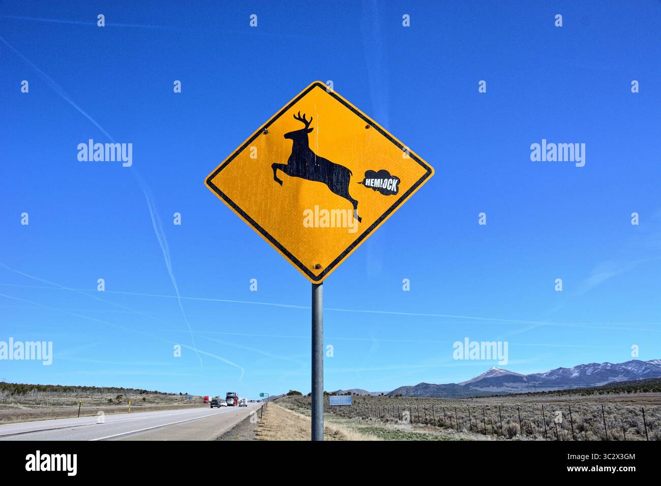 Road Sigh at Highway 70, Hemlock Sign, cache County Utah USA 4-10-2023 Foto Stock