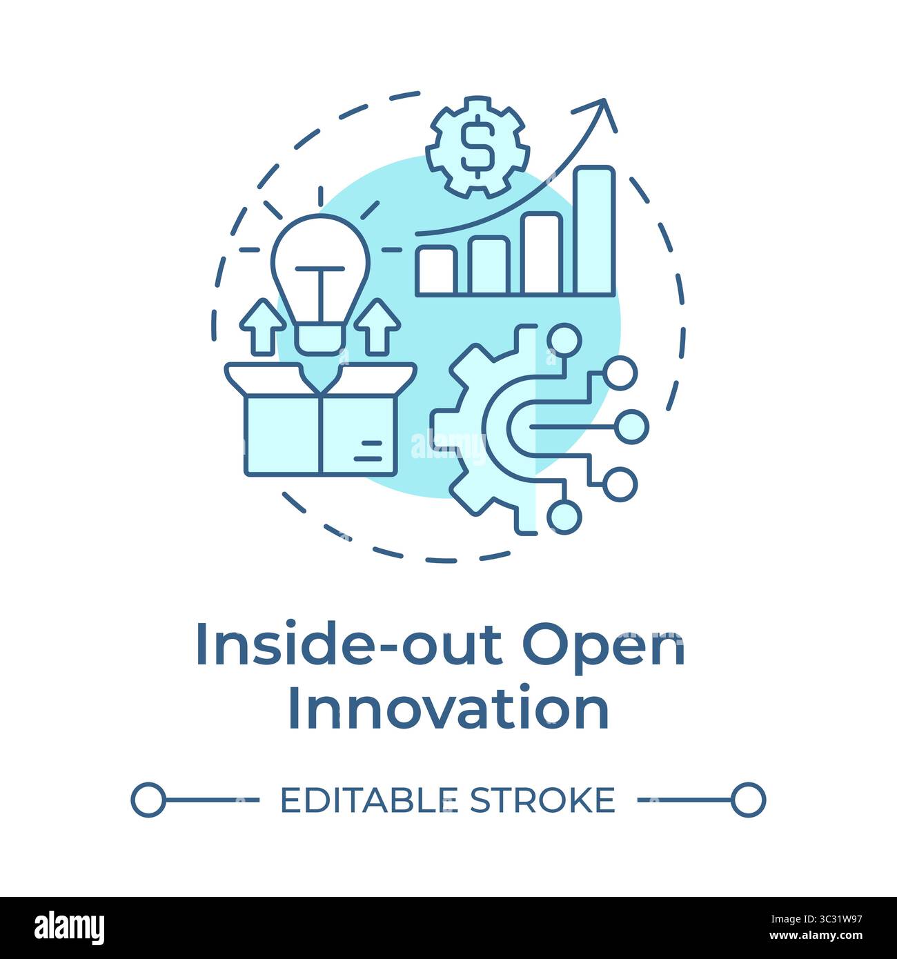 Dentro l'innovazione aperta icona del concetto blu morbido Illustrazione Vettoriale