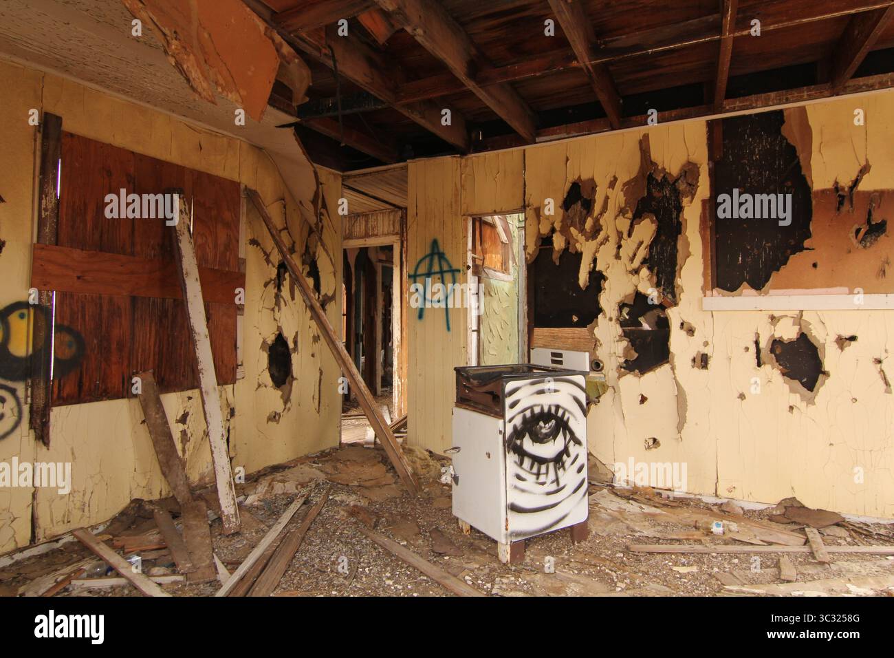 edificio abbandonato route 66 ludlow california Foto Stock