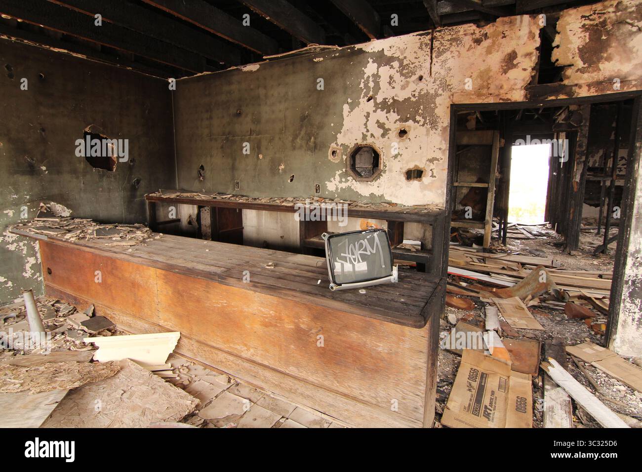 edificio abbandonato route 66 ludlow california Foto Stock