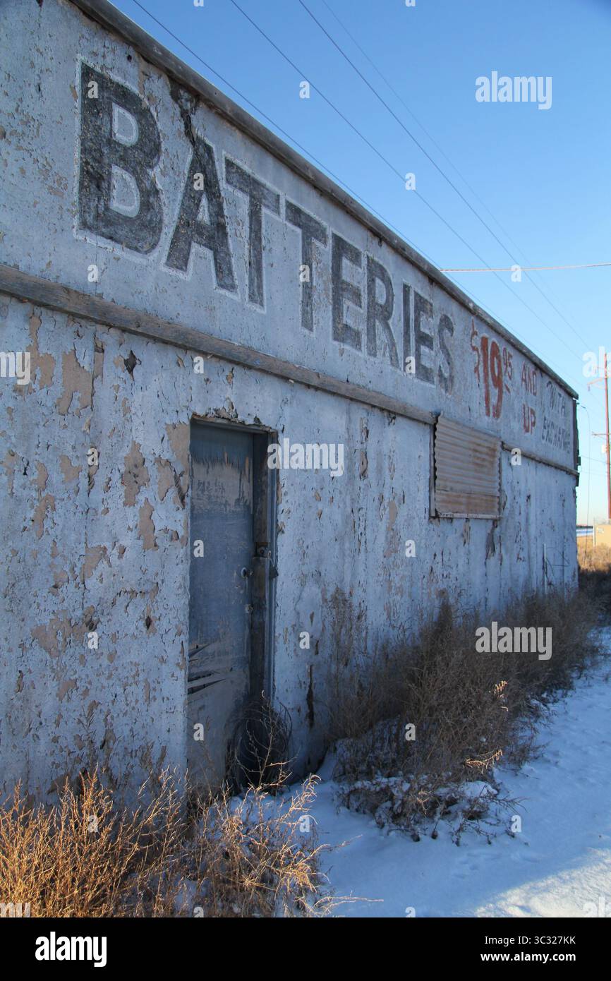 edificio abbandonato sulla route 66 in arizona Foto Stock