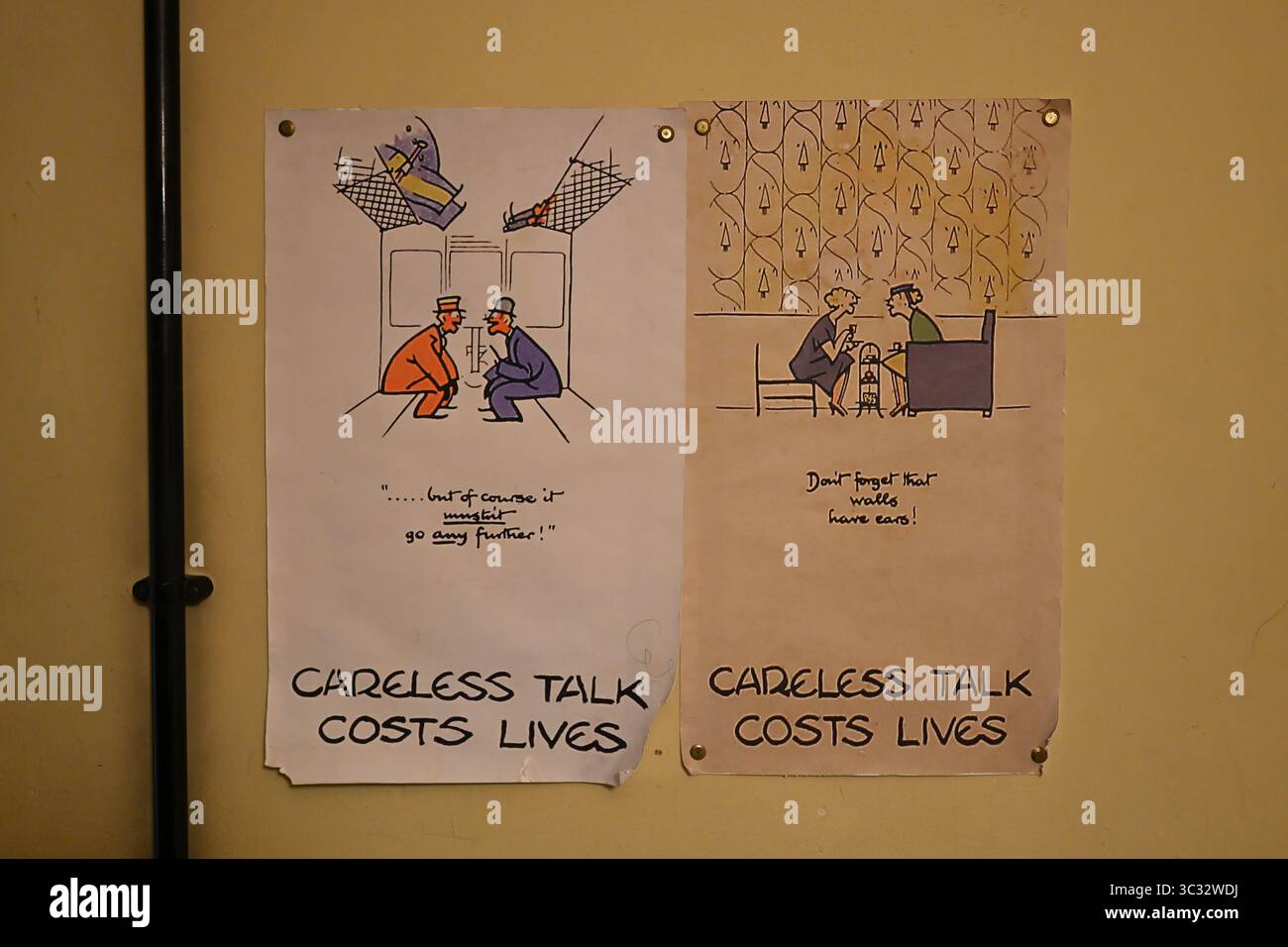 Poster di un discorso incauto della seconda guerra mondiale che costa la vita Foto Stock