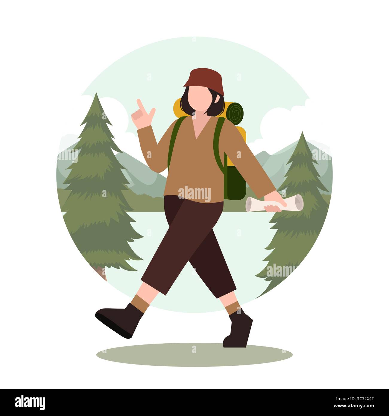 Avventura eco-turistica con attività di esplorazione della natura. Illustrazione vettoriale Illustrazione Vettoriale