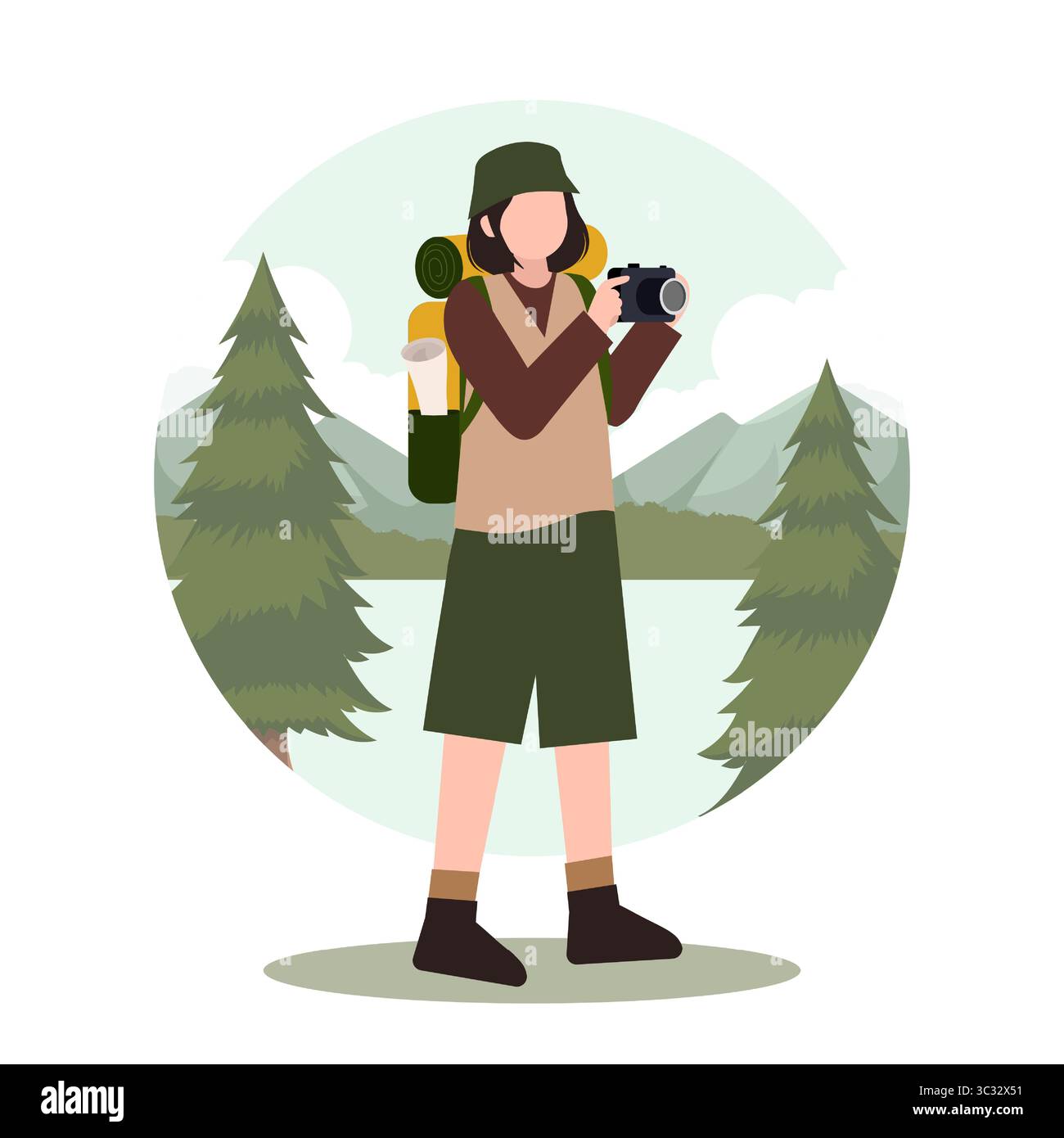 Avventura eco-turistica con attività di esplorazione della natura. Illustrazione vettoriale Illustrazione Vettoriale