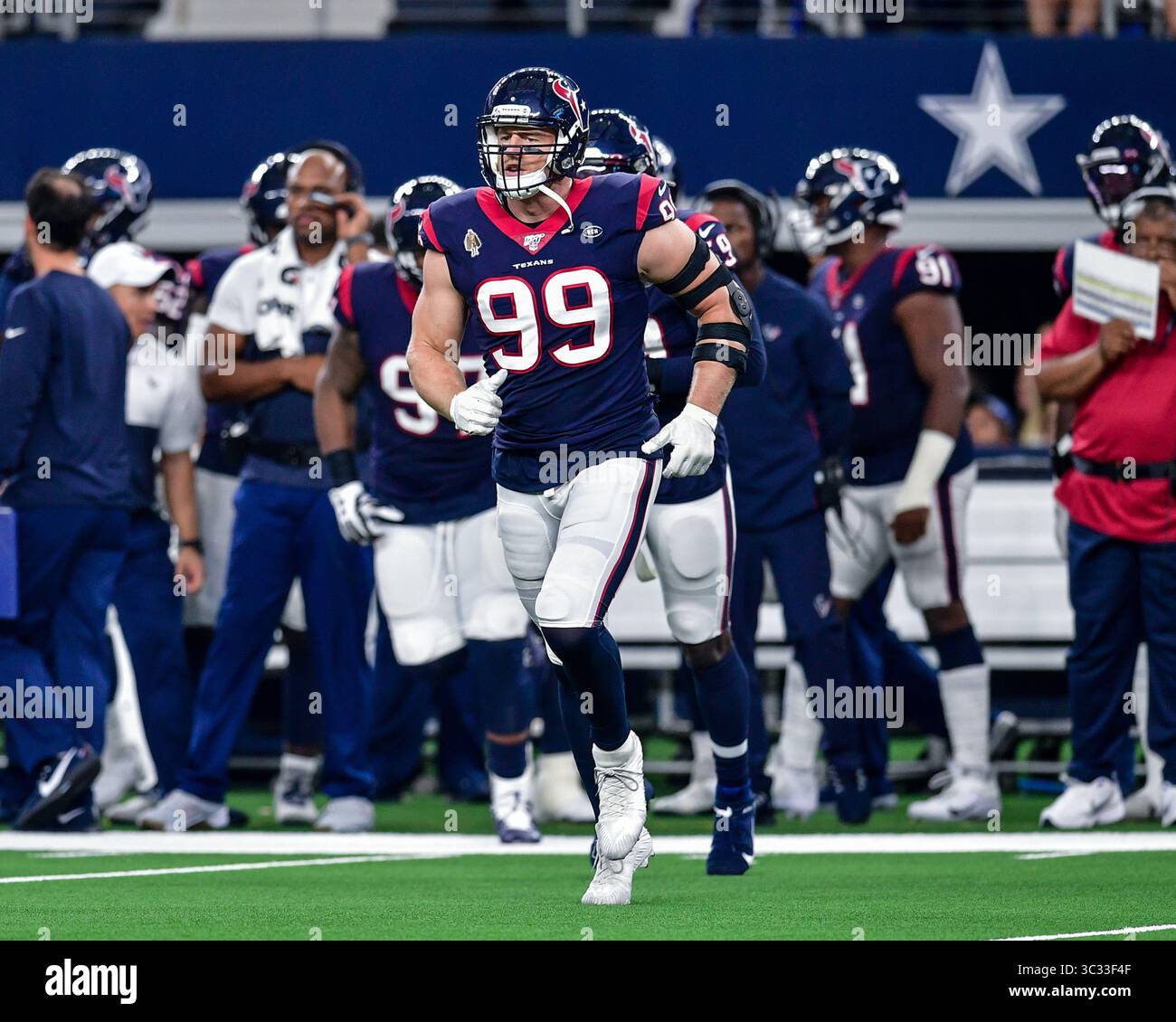 24 agosto 2019:.                                   Durante una partita di football tra gli Houston Texans e i Dallas Cowboys all'AT&T Stadium di Arlington, Texas. .Manny Flores/CSM Foto Stock