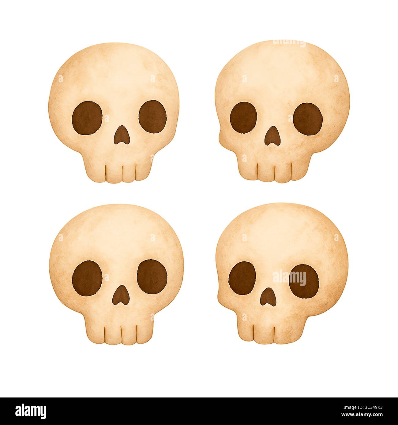 Clip di Halloween dipinta a mano: Simpatici fantasmi, oggetti di scena e spettrali in stile acquerello Foto Stock