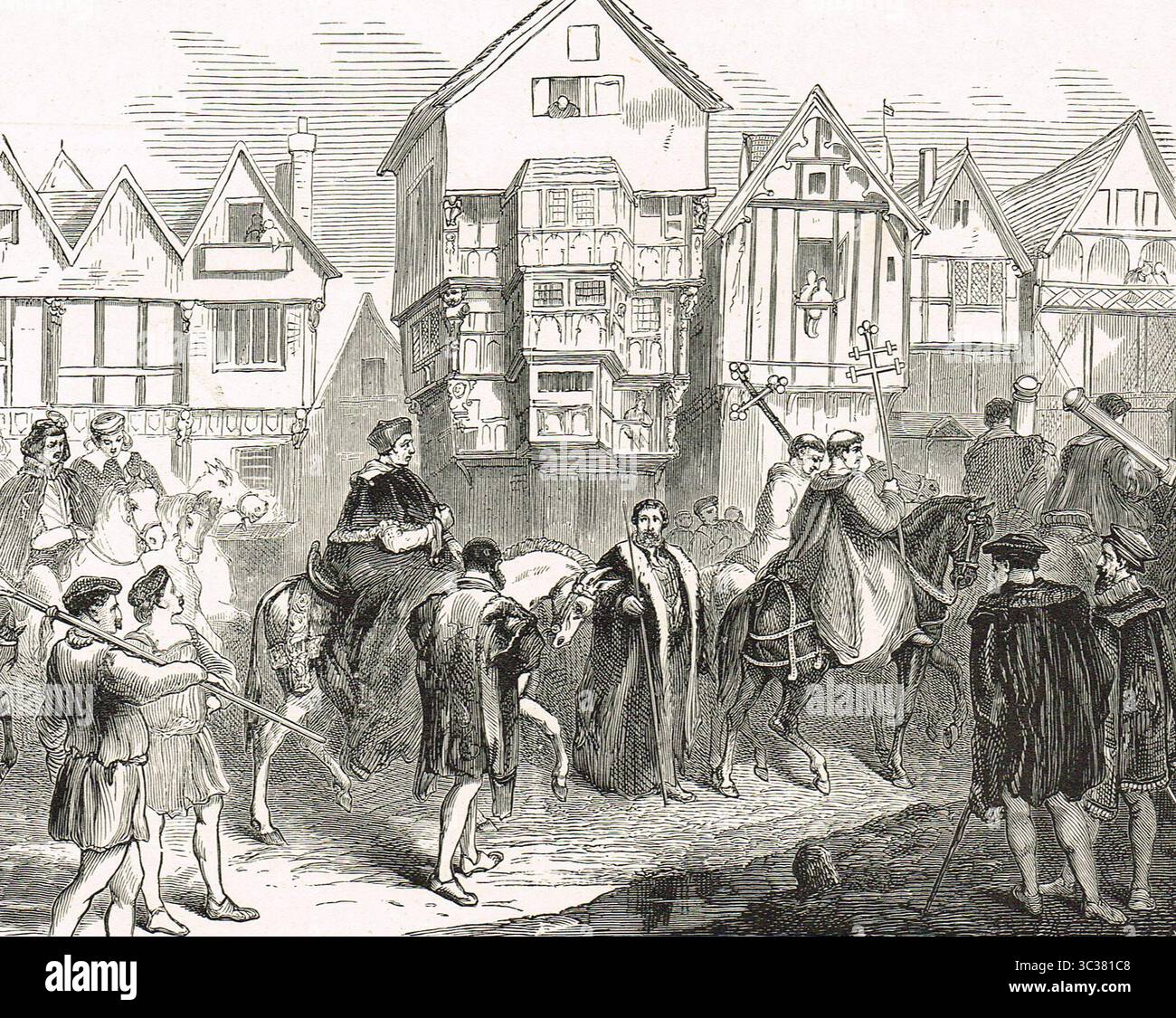 Thomas Wolsey, Lord Cardinal, passando dalla sua casa a chancery Lane a Westminster Foto Stock