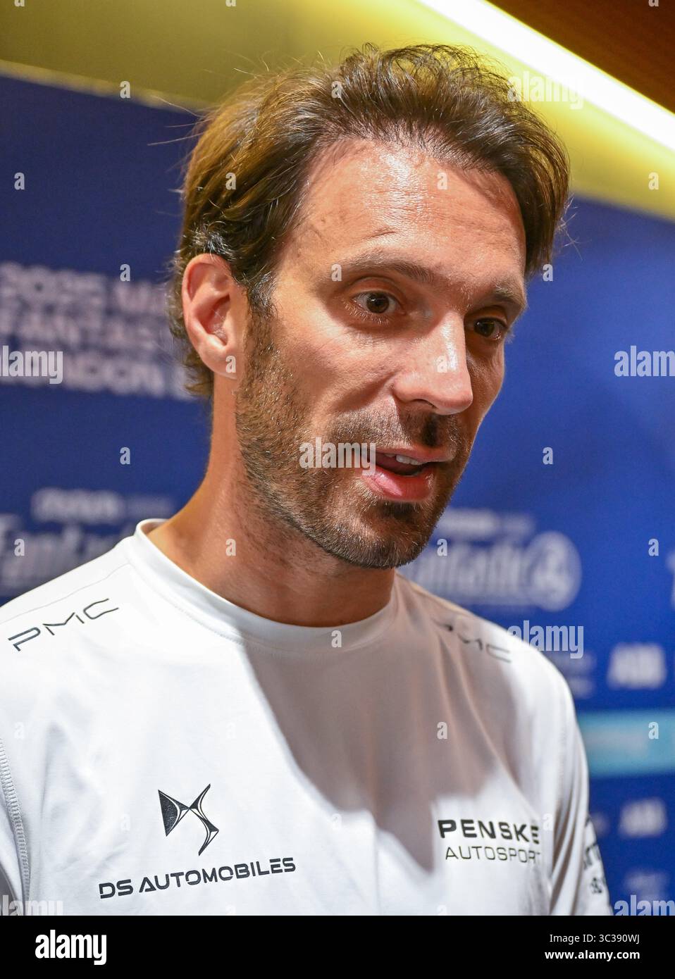Londra, Regno Unito. 25 luglio 2025. Jean-Eric VERGNE, DS Penske, durante le interviste dei media piloti all'e-Prix Marvel Fantastic Four di Londra a Excel, Londra, Regno Unito. Crediti: LFP/Alamy Live News Foto Stock