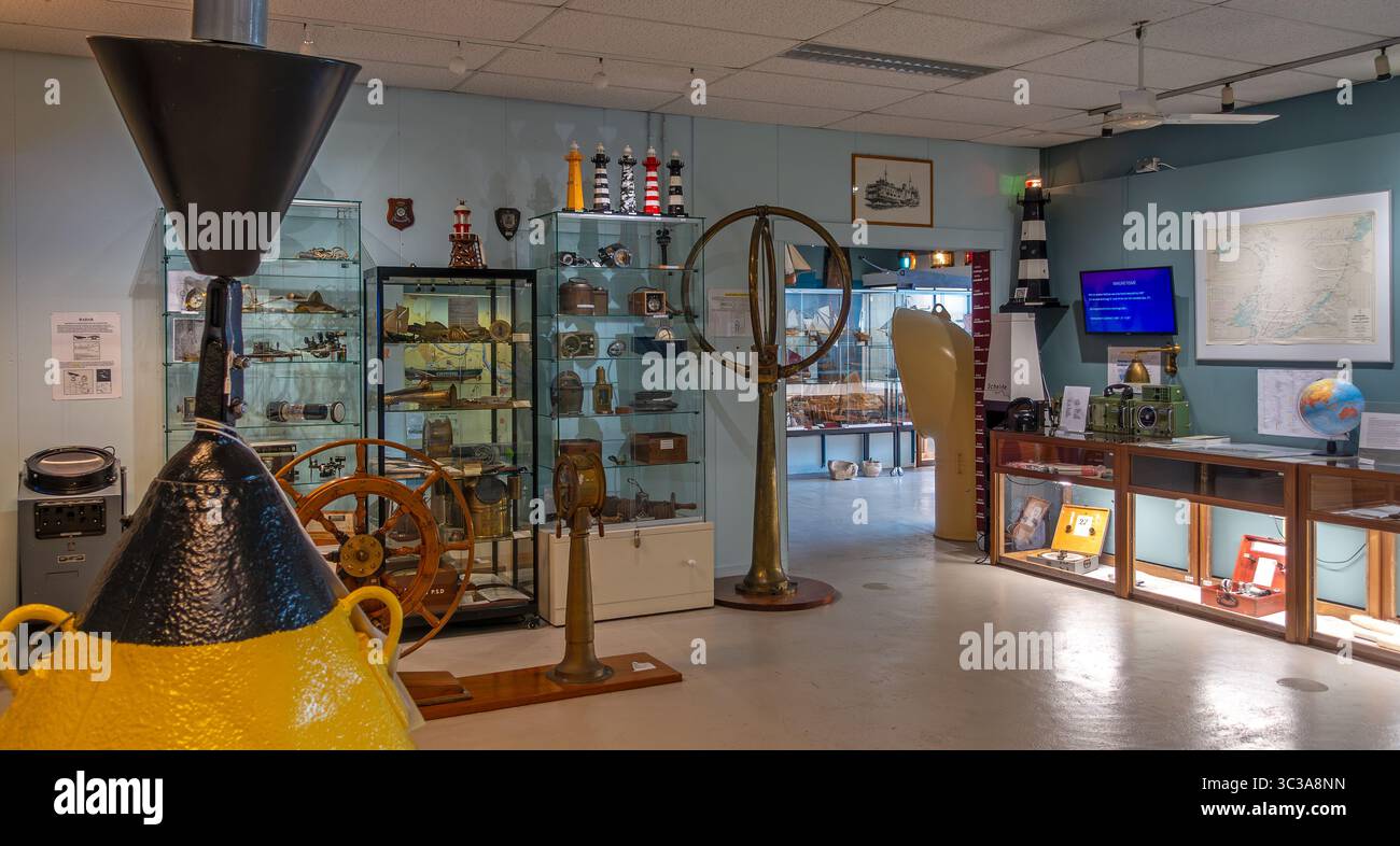 Visserijmuseum / Museo della pesca interno nel porto di Breskens lungo la Schelda occidentale, Sluis, Zelanda, Paesi Bassi Foto Stock