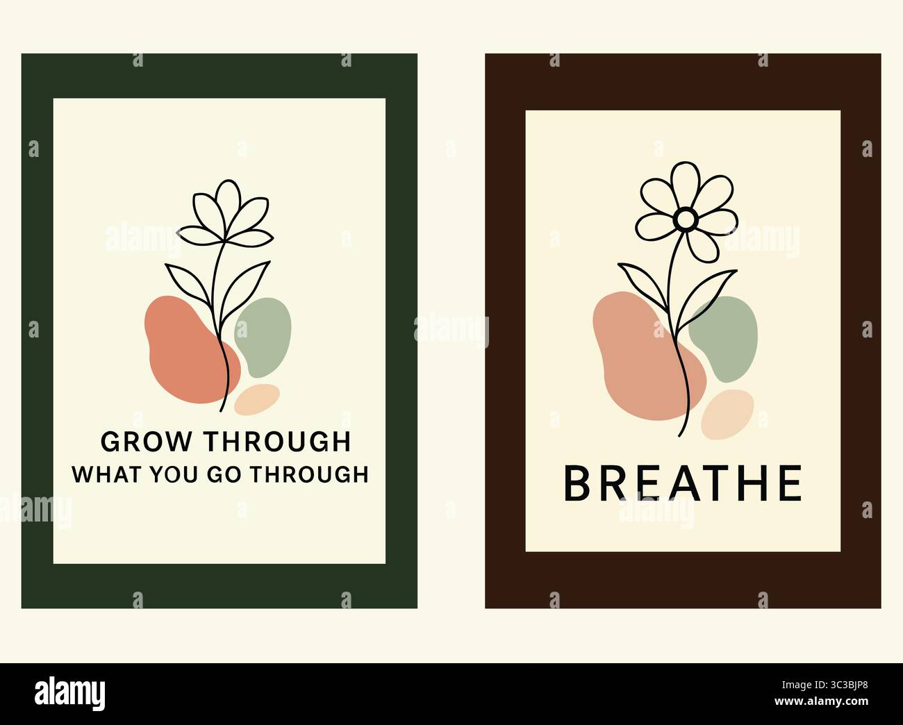 Le stampe ispirate di citazioni floreali respirano e crescono attraverso ciò che si passa attraverso Illustrazione Vettoriale