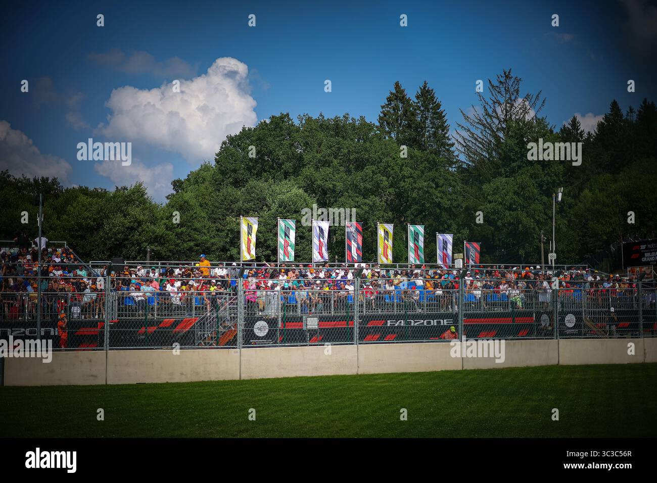 Public/Tifosi/fan/Grandstand, durante il GP del Belgio, Spa-Francorchamps 24-27 luglio 2025 Campionato del mondo di Formula 1 2025. Foto Stock