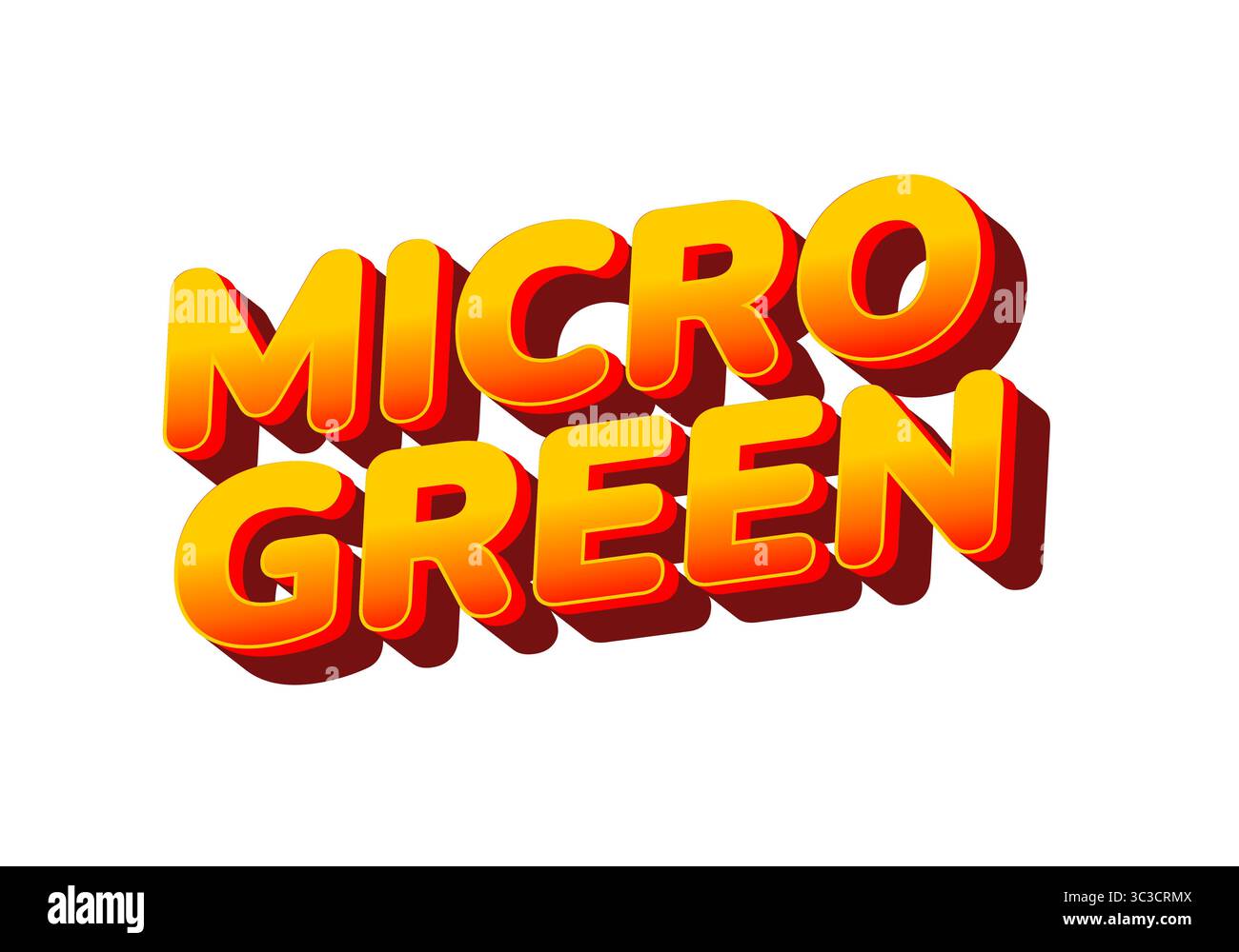 Testo dal design audace e colorato con le parole MICRO VERDE in stile 3D con sfumatura dal giallo all'arancione e effetto ombra. Illustrazione Vettoriale