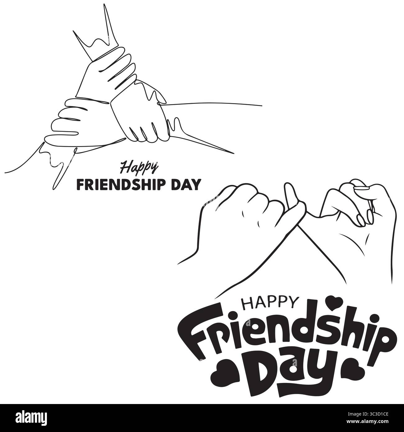 Stretta di mano per il giorno dell'amicizia e Pinky Promise Vector Design Illustrazione Vettoriale