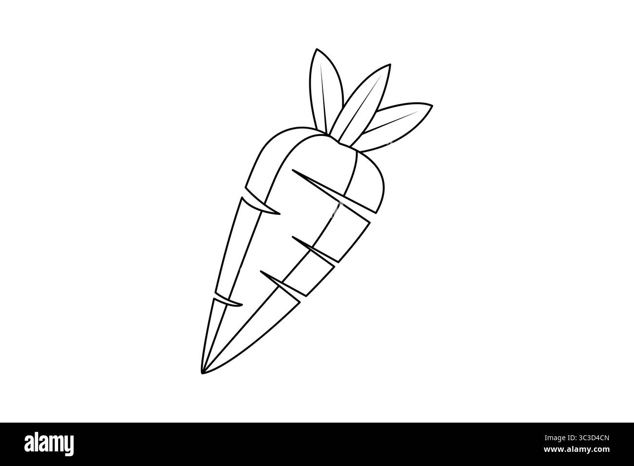 Disegno a linea singola di carota in stile moderno minimalista, isolato su sfondo bianco e pulito Illustrazione Vettoriale