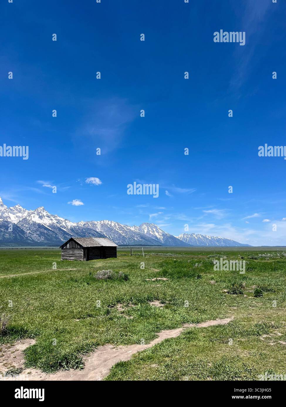 Casa sulla Mormon Row nel Grand Teton National Park - Immagine stock catturata con smartphone
