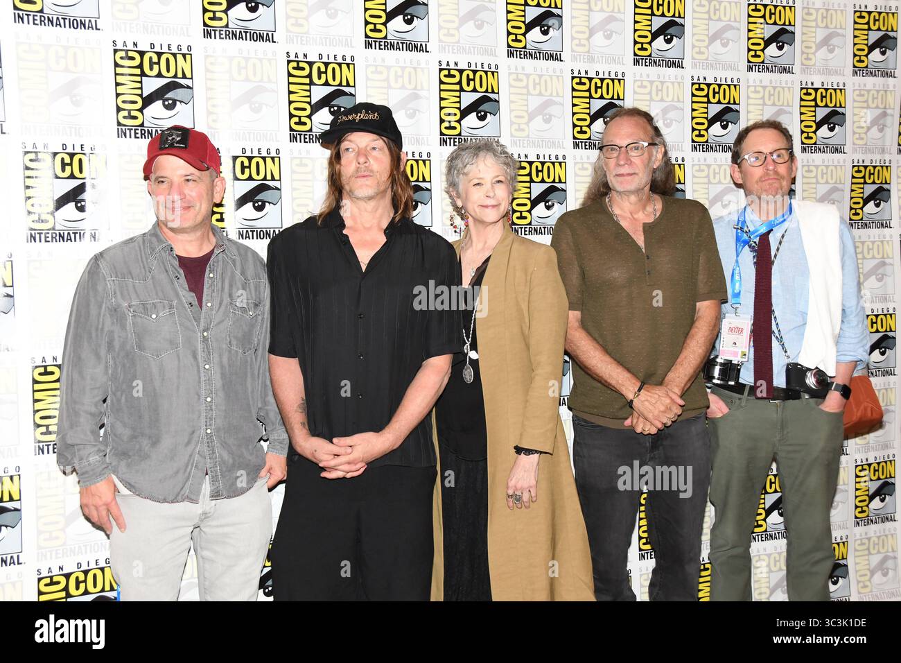 David Zabel, Norman Reedus, Melissa McBride, Greg Nicotero, Scott Gimple partecipano alla conferenza stampa della terza stagione di "The Walking Dead: Daryl Dixon". Foto Stock