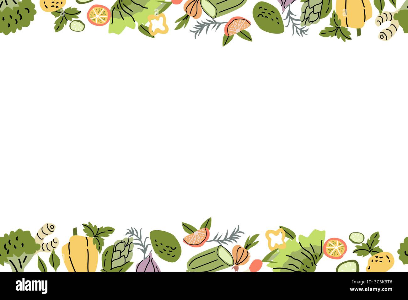 Cornice colorata di verdure e agrumi con prodotti freschi su sfondo trasparente Illustrazione Vettoriale