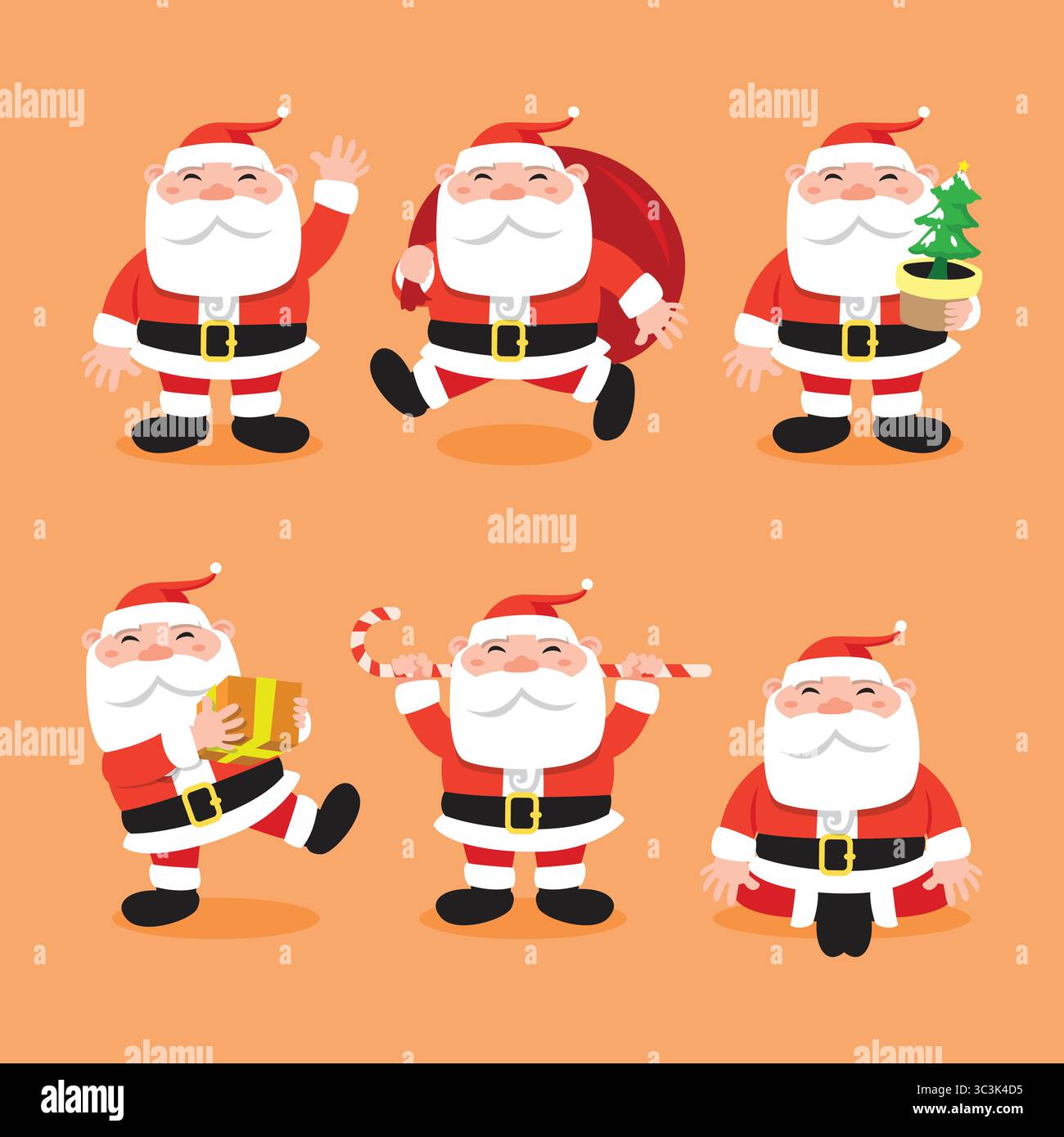 Design della mascotte di Babbo Natale. Pacchetto vettoriale di Babbo Natale. Illustrazione Vettoriale