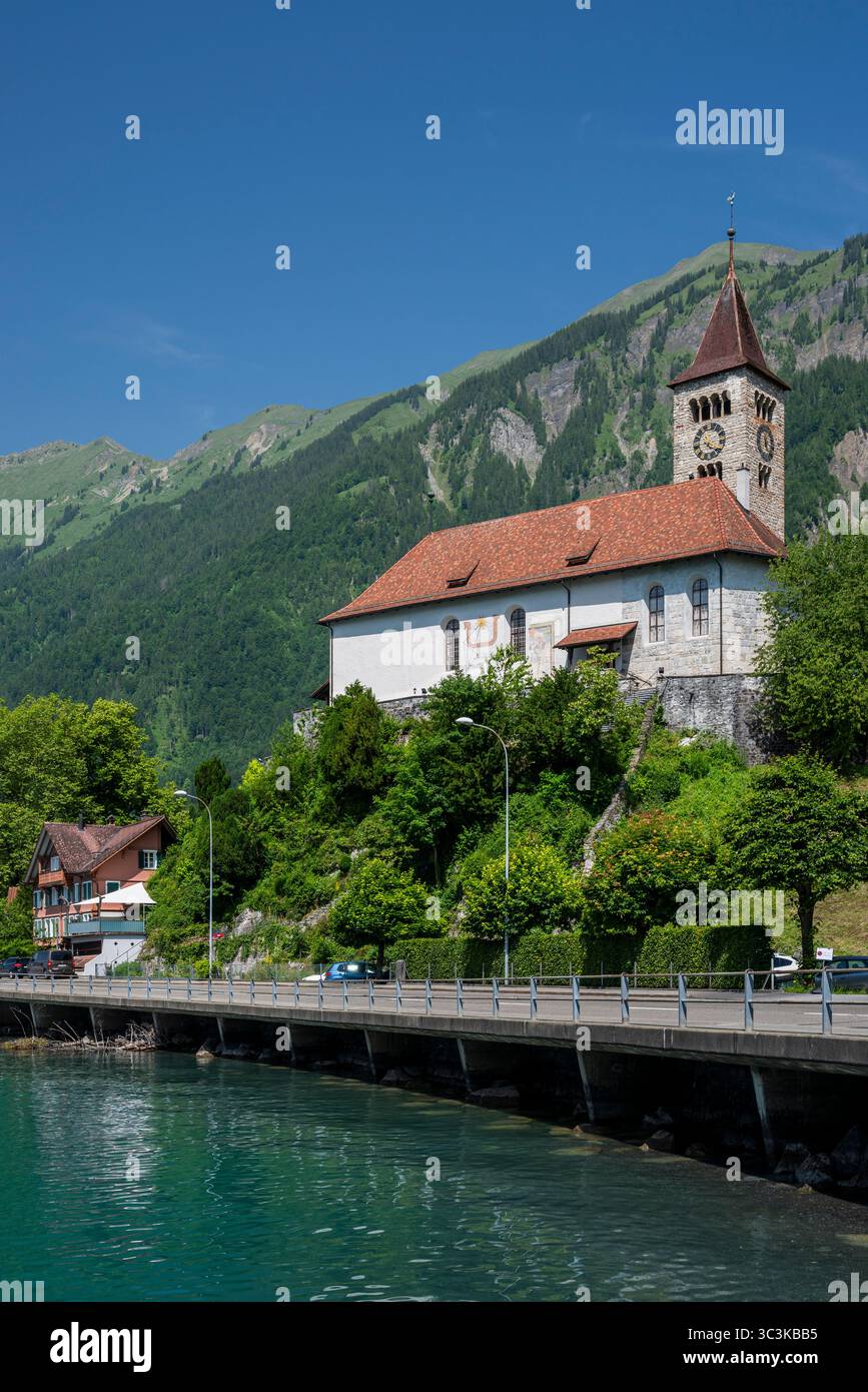 Chiesa riformata, Brienz, Cantone di Berna, Svizzera Foto Stock