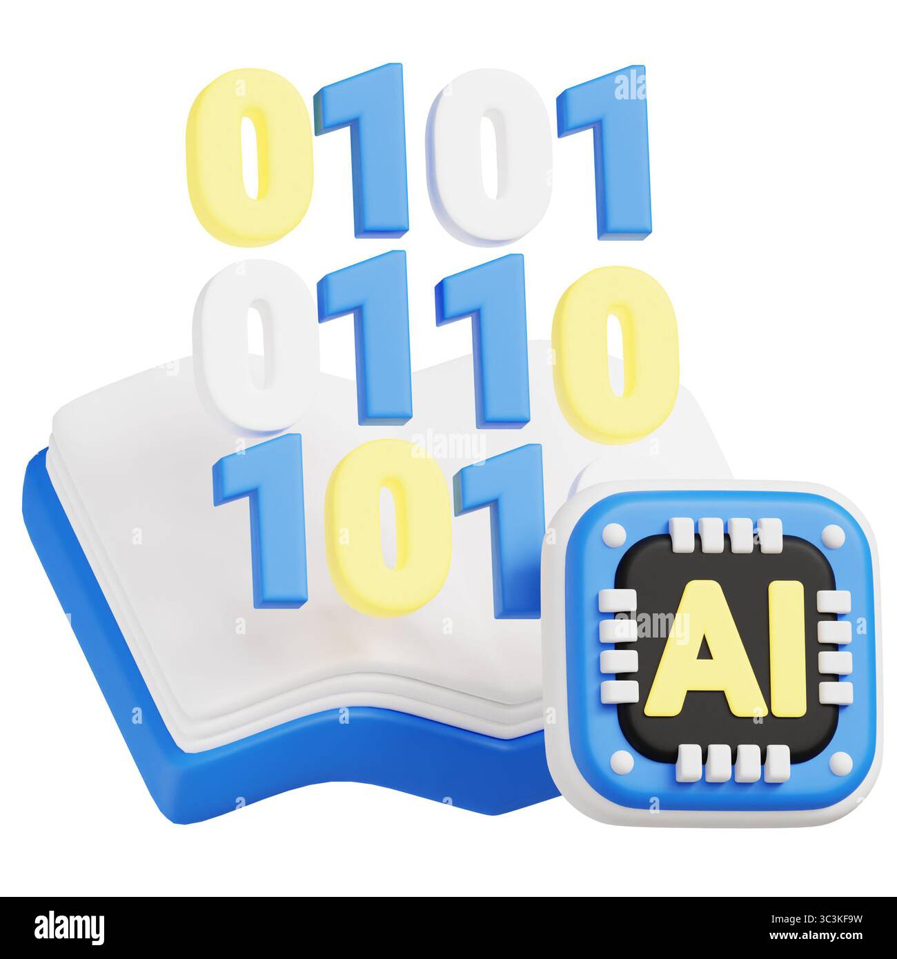 Illustrazione dell'icona Machine Learning 3D. Foto Stock