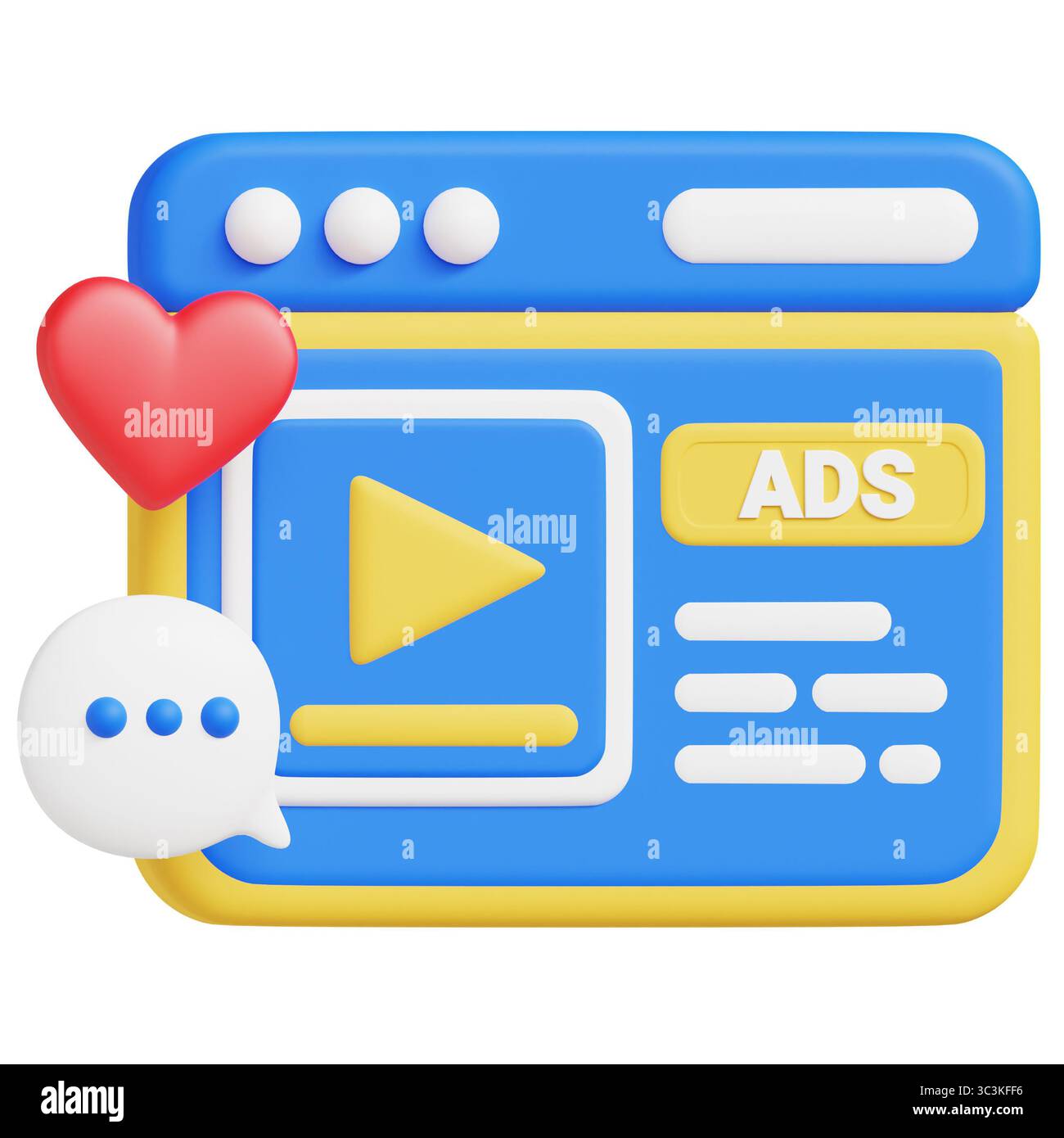 Illustrazione dell'icona Web Campaigns 3D. Foto Stock