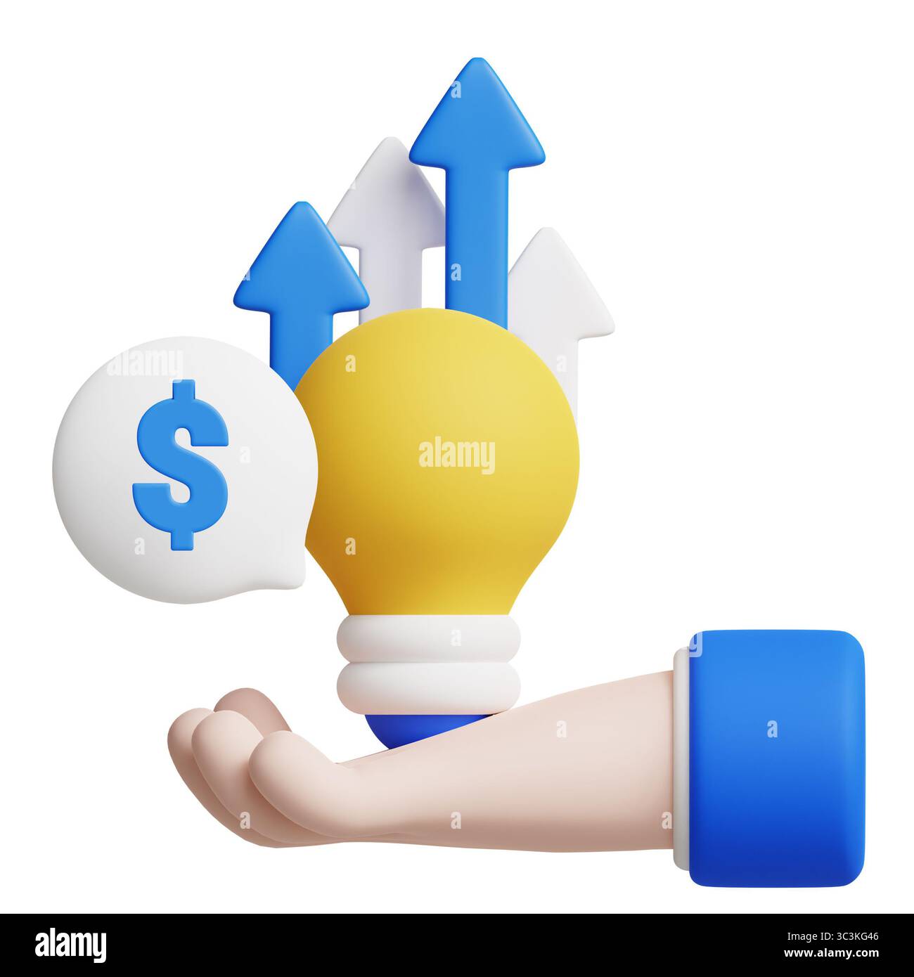 Crescita economica concetto animato 3D. Foto Stock
