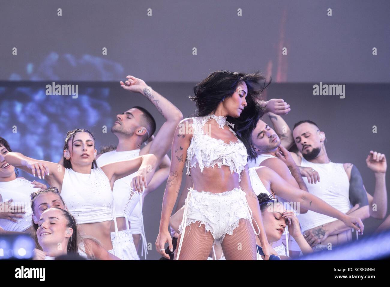 Aitana si esibisce all'Estadi Olímpic Lluis Companys, Barcellona, 19 luglio 2025. Fotografo: ALE Espaliat Foto Stock