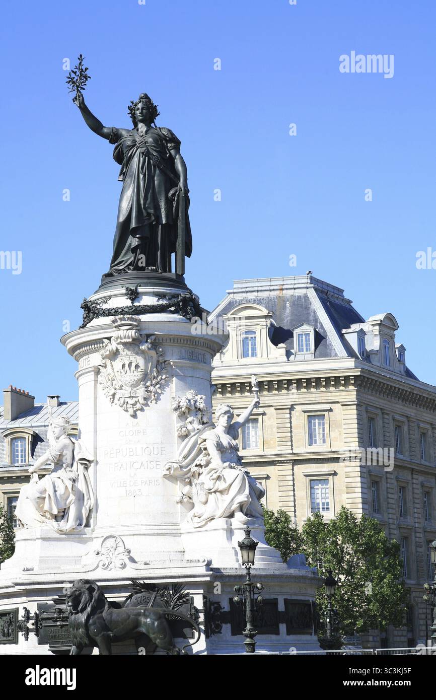 Monumento, Monumento alla Repubblica, Place de la Republique, Parigi, Francia Foto Stock