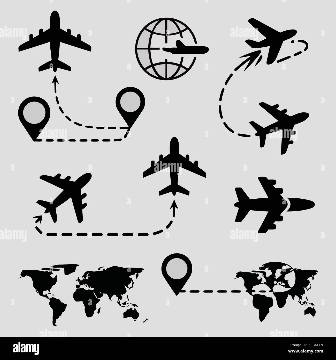 "Travel and Aviation Icons Collection" Illustrazione Vettoriale