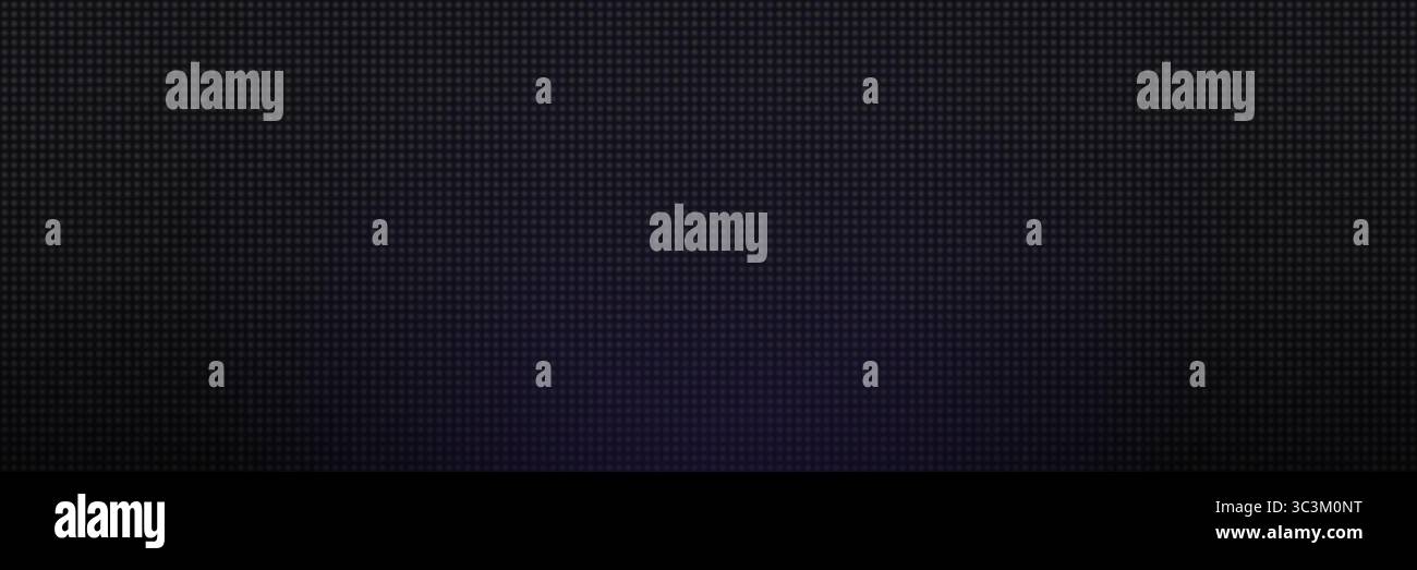 Griglia pixel LED con luce blu scuro. Sfondo del pannello digitale astratto per banner tecnico, visualizzazione di eventi, interfaccia utente moderna, design dello schermo. Scura griglia futuristica Illustrazione Vettoriale