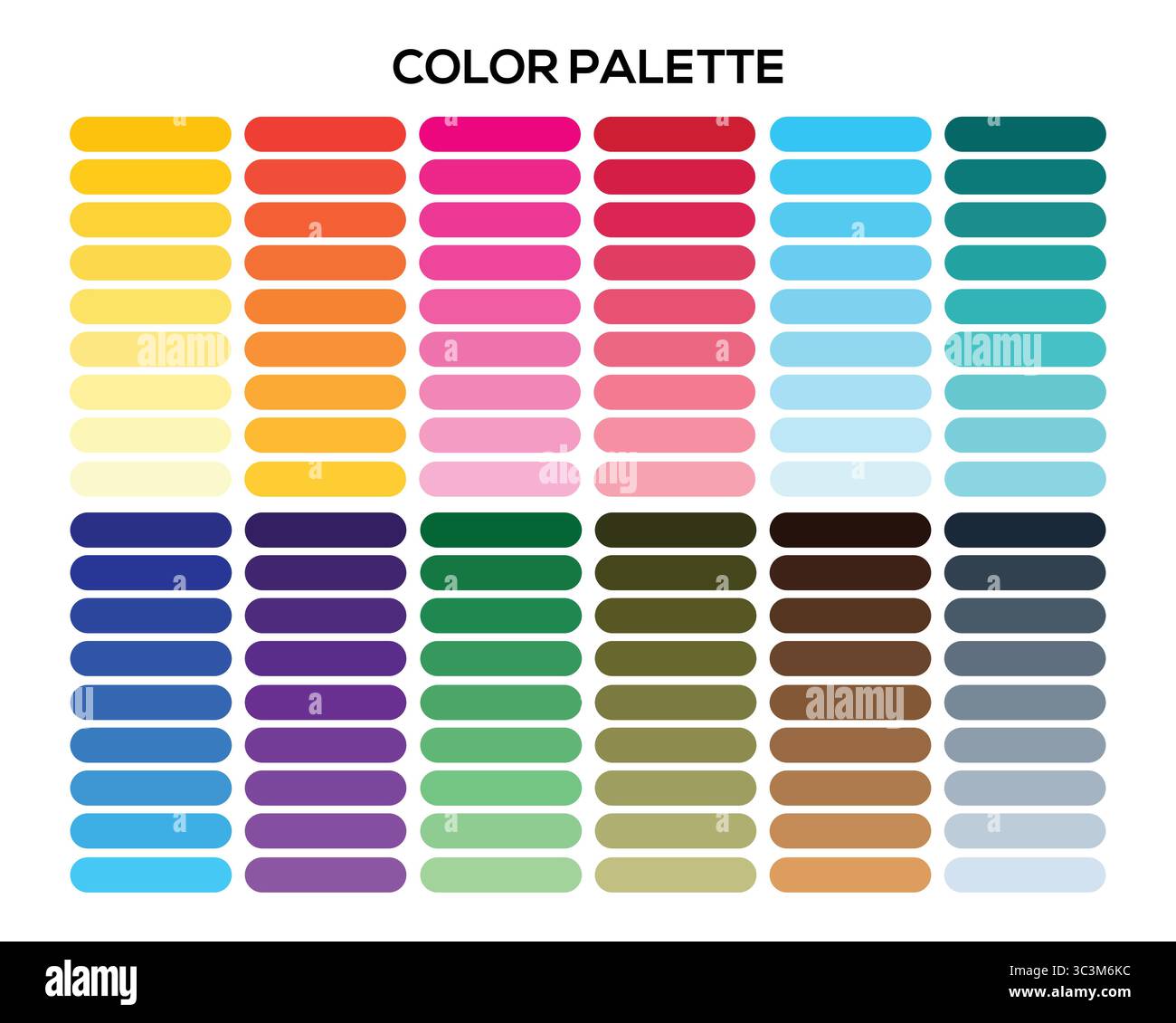 Grafico della tavolozza dei colori RGB. Campioni della tavolozza colori vibranti per la progettazione grafica e il Branding, illustrazione vettoriale Illustrazione Vettoriale