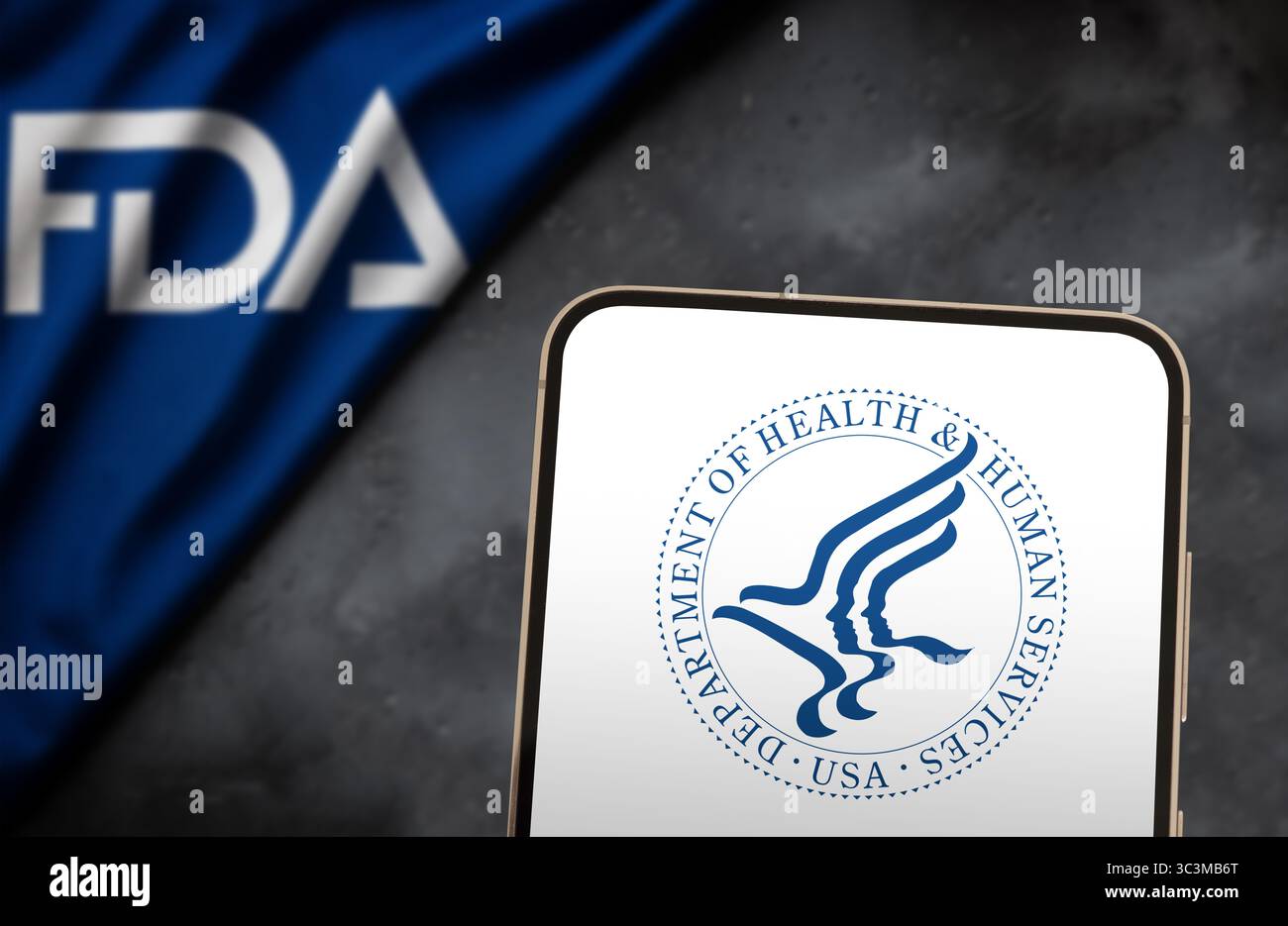 US Department of Health and Human Services visualizzato su smartphone Foto Stock