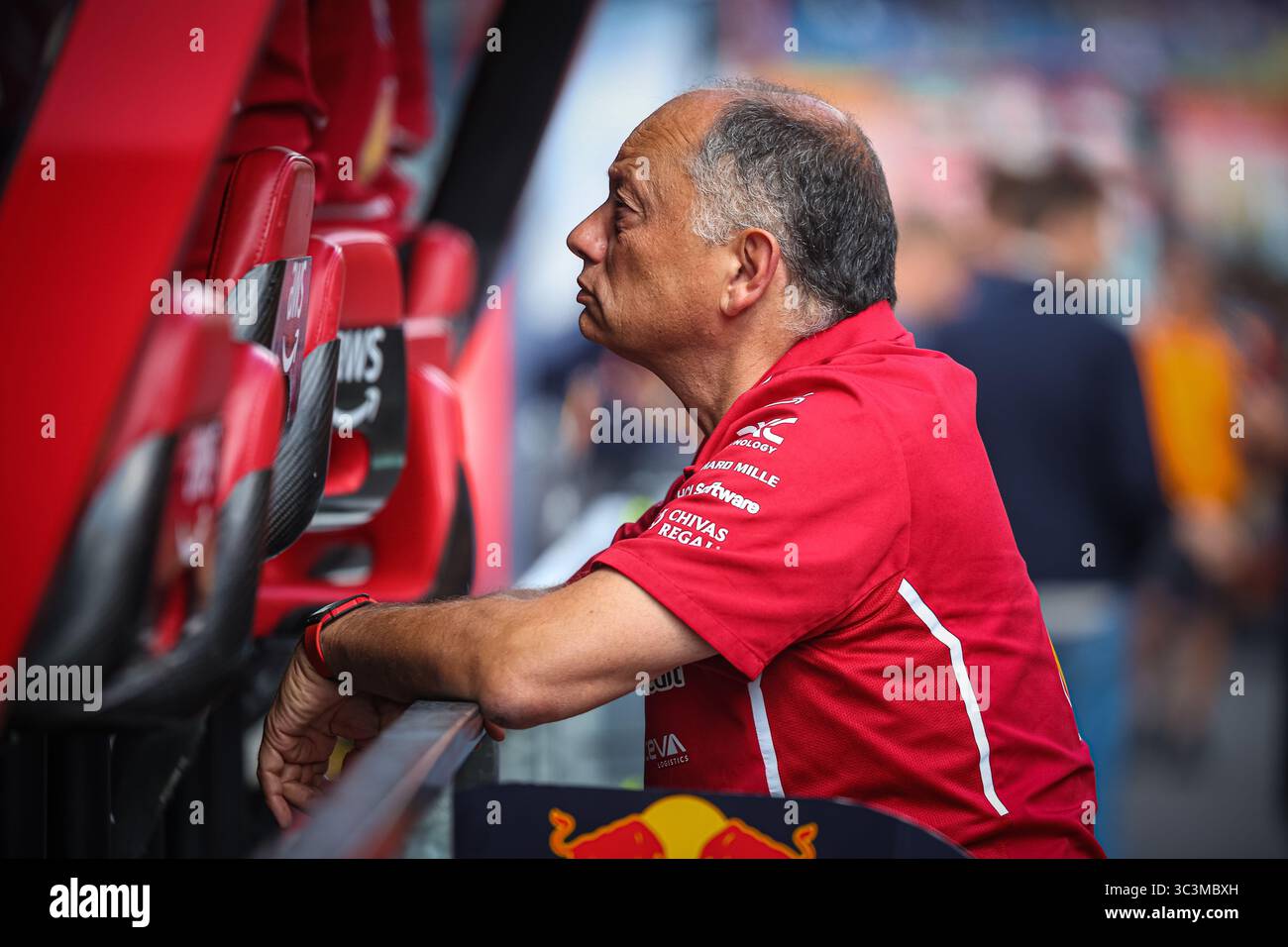 Frederic Vasseur, Team Principal della Scuderia Ferrari, durante il GP del Belgio, Spa-Francorchamps 24-27 luglio 2025 Campionato del mondo di Formula 1 2025. Foto Stock