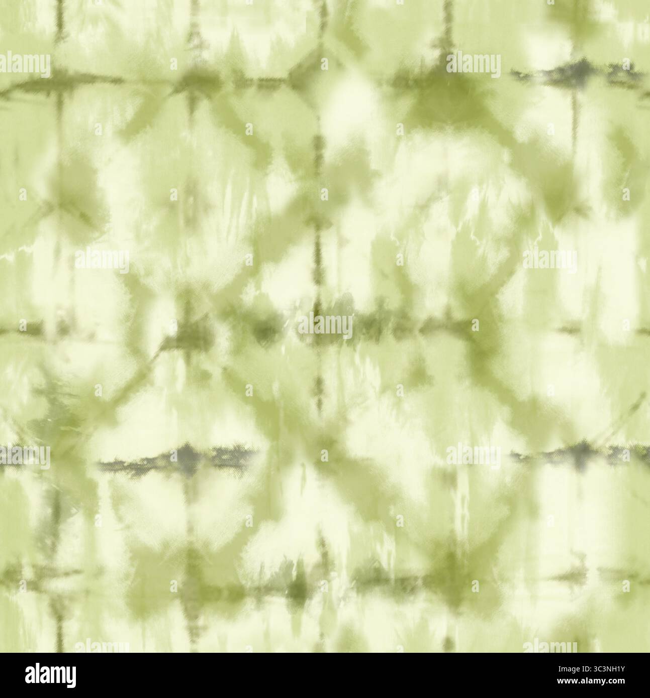 Un motivo a forma di tiedye con sfumature verdi e gialle crea un tessuto astratto e artistico Foto Stock