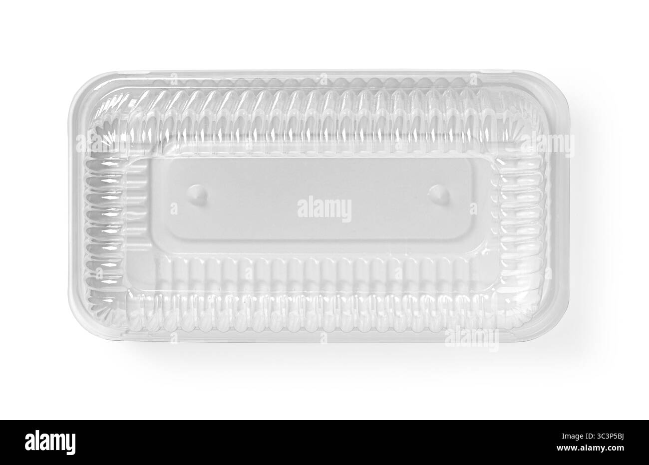 Contenitore per alimenti in plastica trasparente con coperchio, isolato su sfondo bianco, pronto per il confezionamento Foto Stock