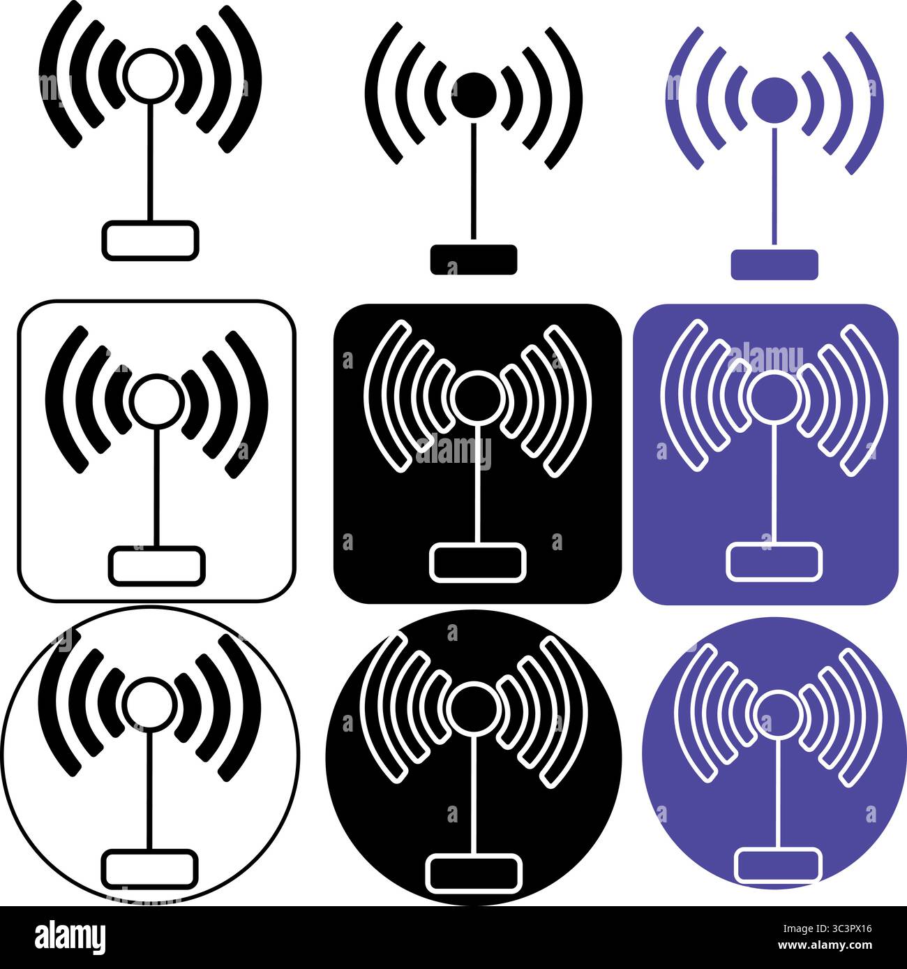 Icone moderne del segnale wireless per la tecnologia, la comunicazione e i concetti Internet, versatili per il design Illustrazione Vettoriale