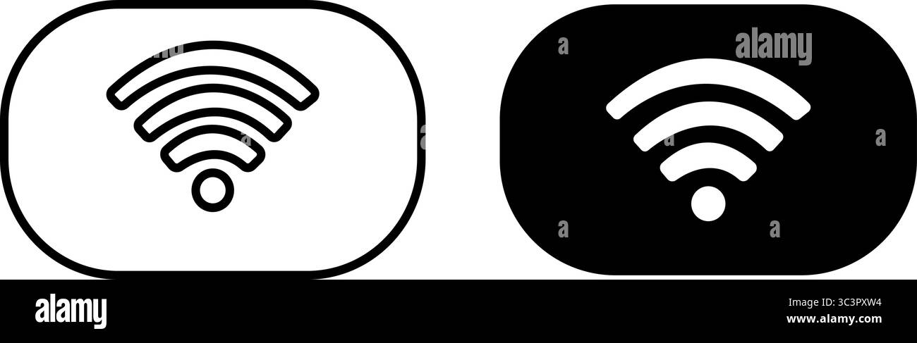 Simbolo di Internet wireless in due stili contrastanti, perfetto per design e concetti tecnologici moderni Illustrazione Vettoriale
