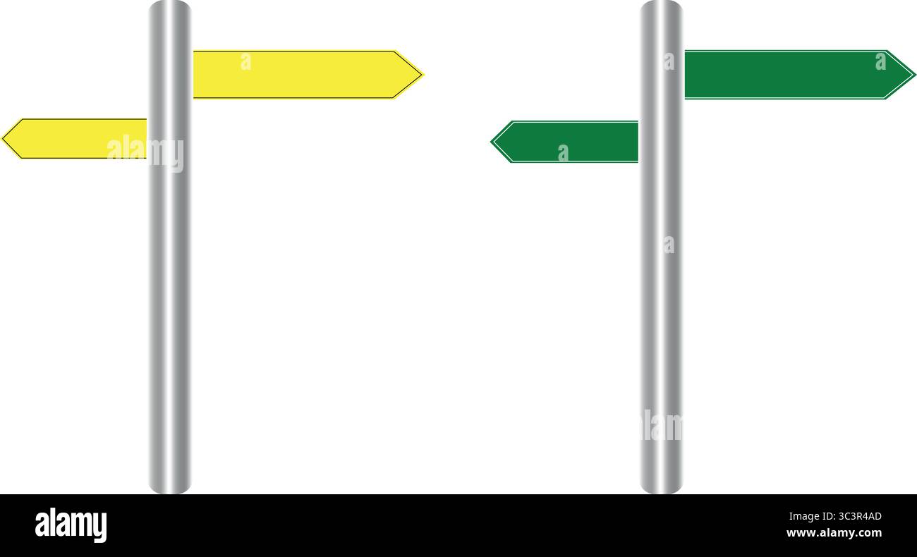 Segnali direzionali che indicano la strada verso il successo e le opportunità, orientano le scelte in avanti Illustrazione Vettoriale