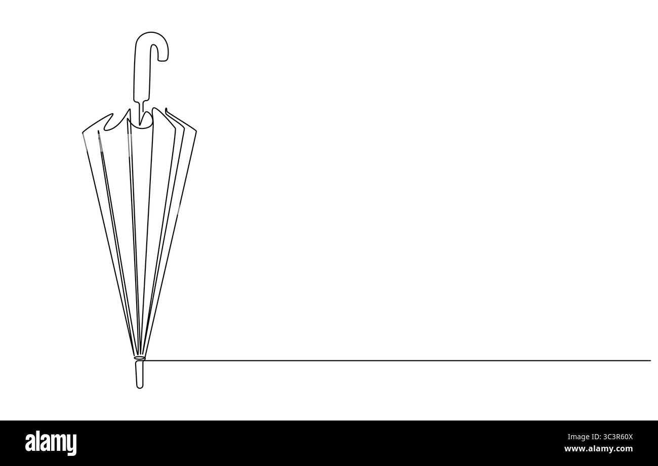 Disegno continuo a linea singola dell'ombrello aperto Illustrazione Vettoriale