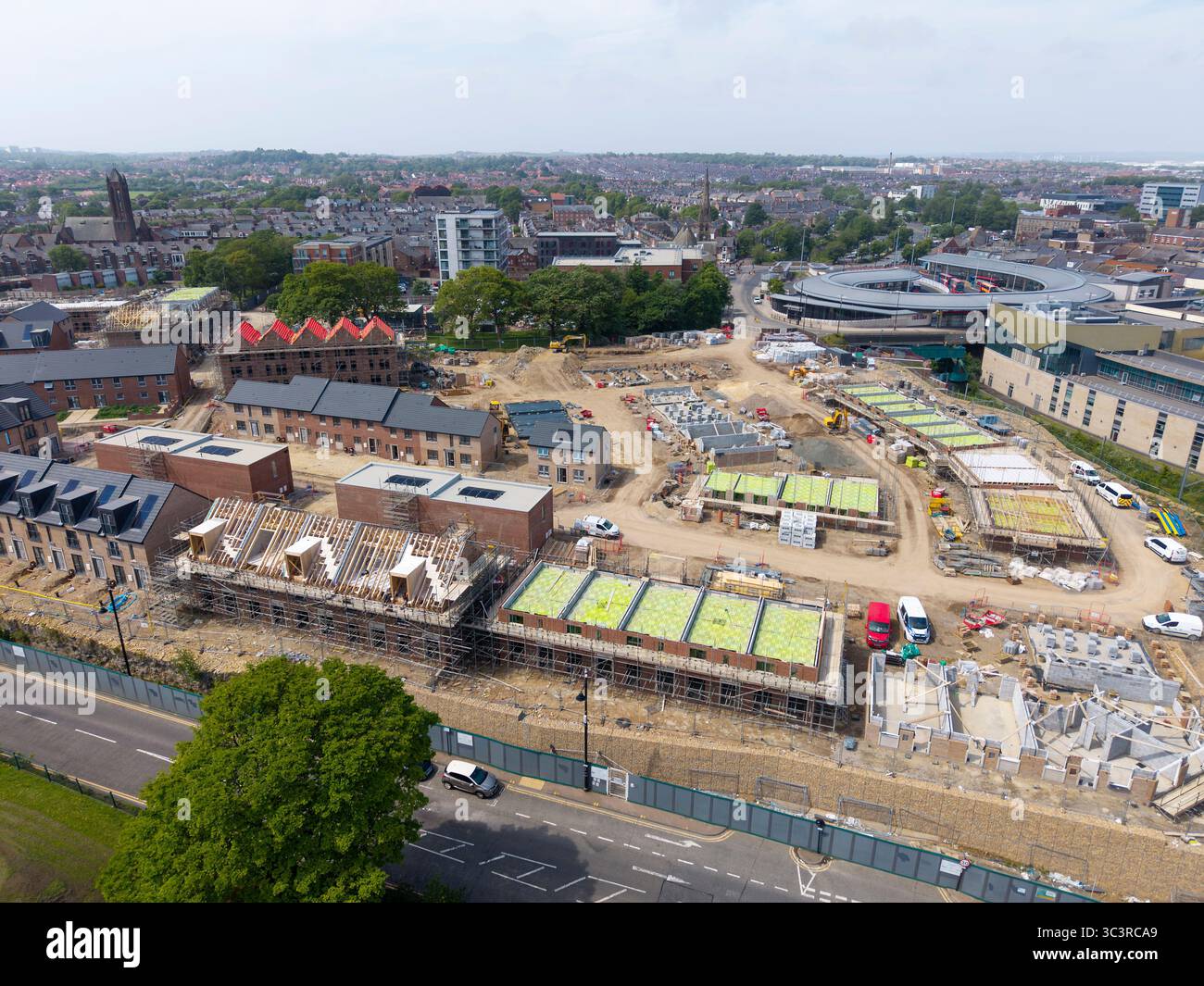 Cantiere di nuove case nel centro di Sunderland, Tyne and Wear, Inghilterra Foto Stock