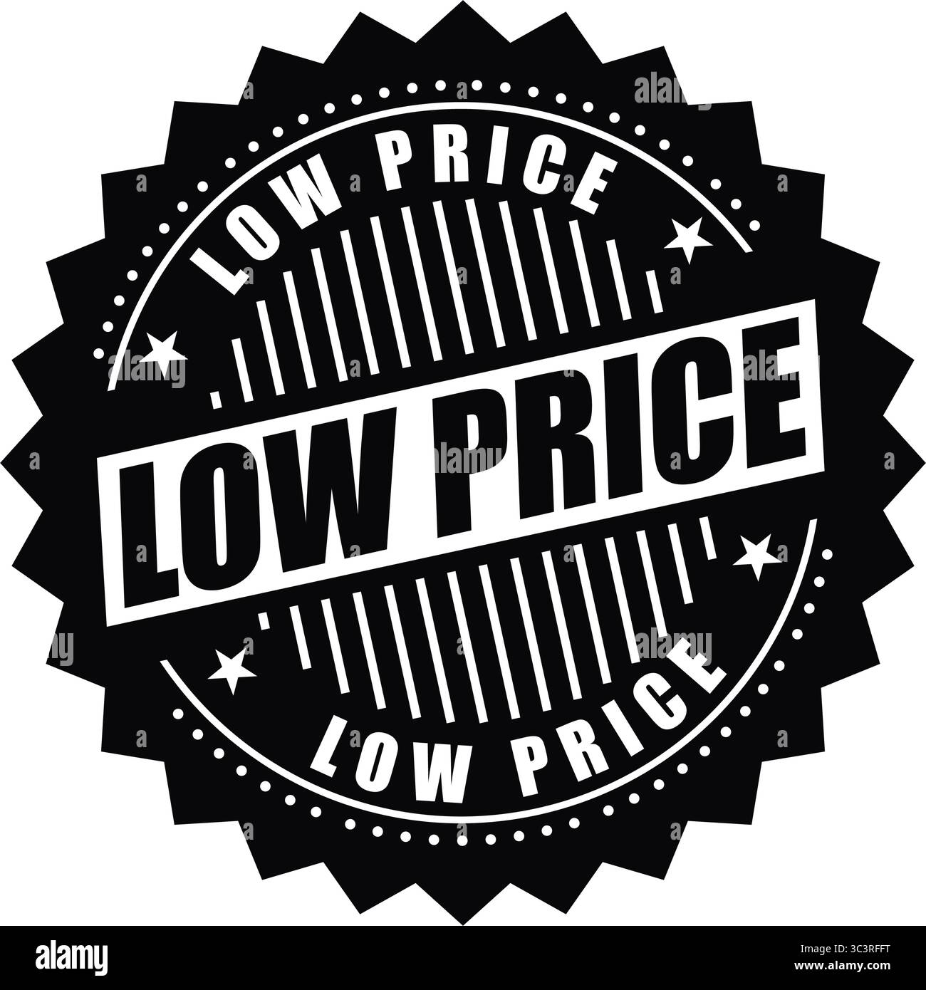 Logo etichetta a basso prezzo – timbro vettore offerta conveniente per vendite, sconti e offerte promozionali Illustrazione Vettoriale