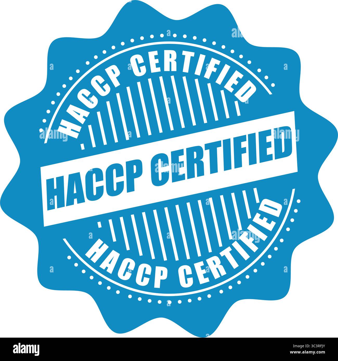 Timbro con certificazione HACCP - badge vettore per la conformità alla sicurezza alimentare per il confezionamento, l'ispezione e il controllo della qualità Illustrazione Vettoriale