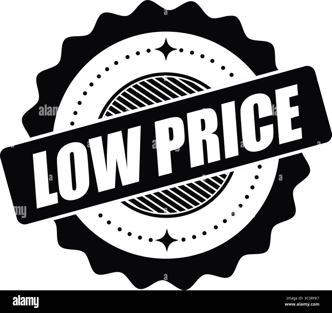 Logo etichetta a basso prezzo – timbro vettore offerta conveniente per vendite, sconti e offerte promozionali Illustrazione Vettoriale