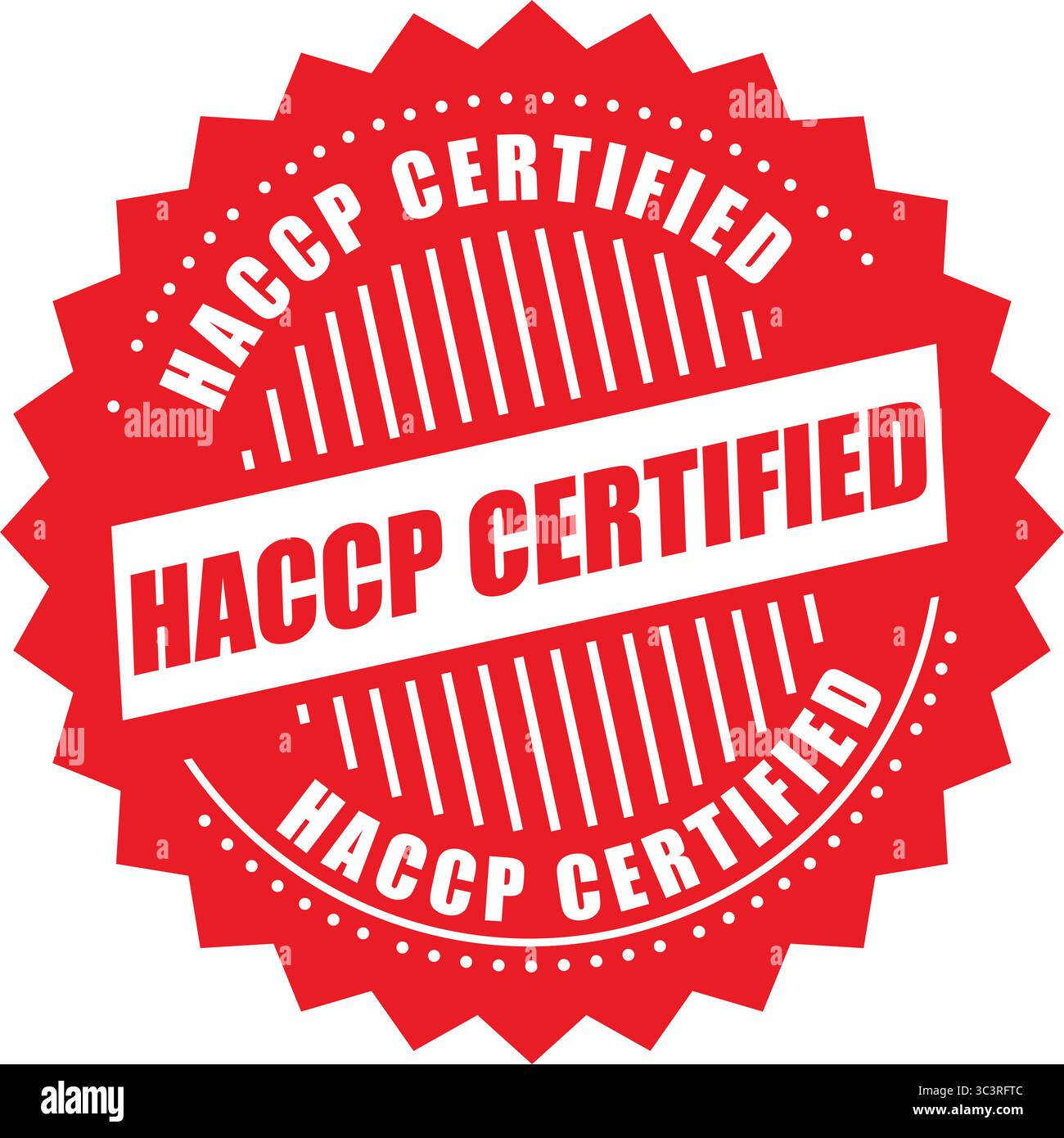 Timbro con certificazione HACCP - badge vettore per la conformità alla sicurezza alimentare per il confezionamento, l'ispezione e il controllo della qualità Illustrazione Vettoriale