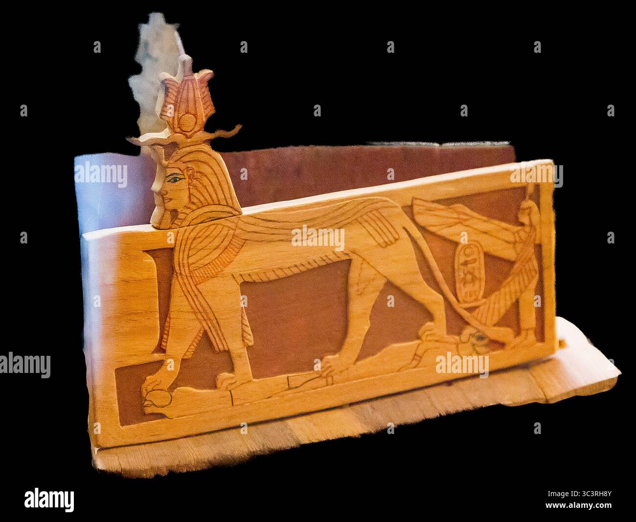 Egitto, Museo Egizio del Cairo, dettaglio di un modello di barca dalla tomba di Amenofi II, sfinge con corona Atef. Ora in NMEC. Foto Stock