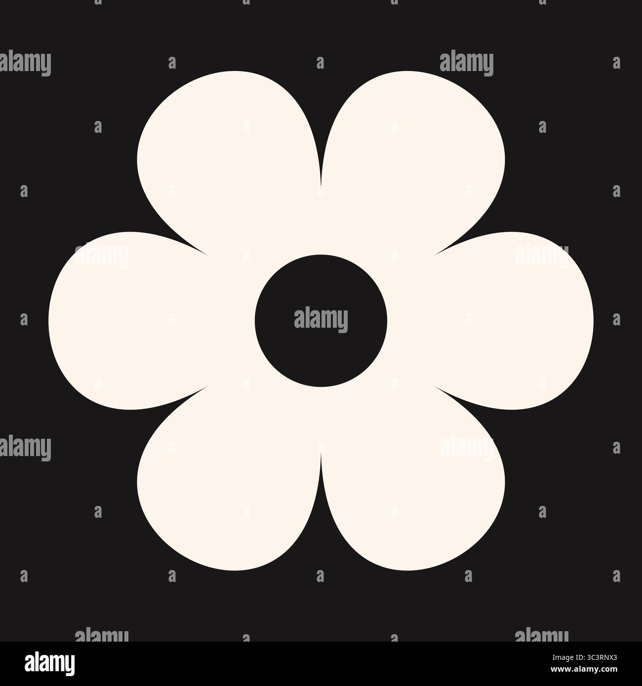 Emblema floreale piatto con petali ispirati alle margherite e composizione elegante. Questo design minimal evoca un'atmosfera fresca e primaverile. Illustrazione Vettoriale