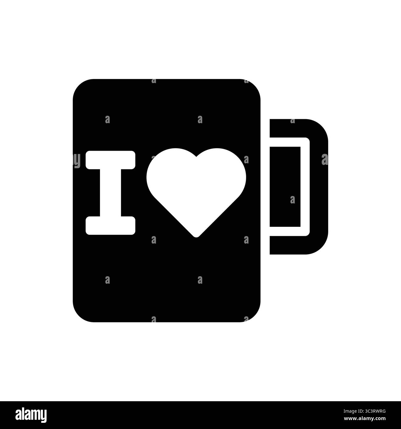 Un elegante design bianco e nero di una tazza da caffè con il simbolo del cuore, perfetto per esprimere l'amore per le bevande. Ideale per uso personale o promozionale Illustrazione Vettoriale