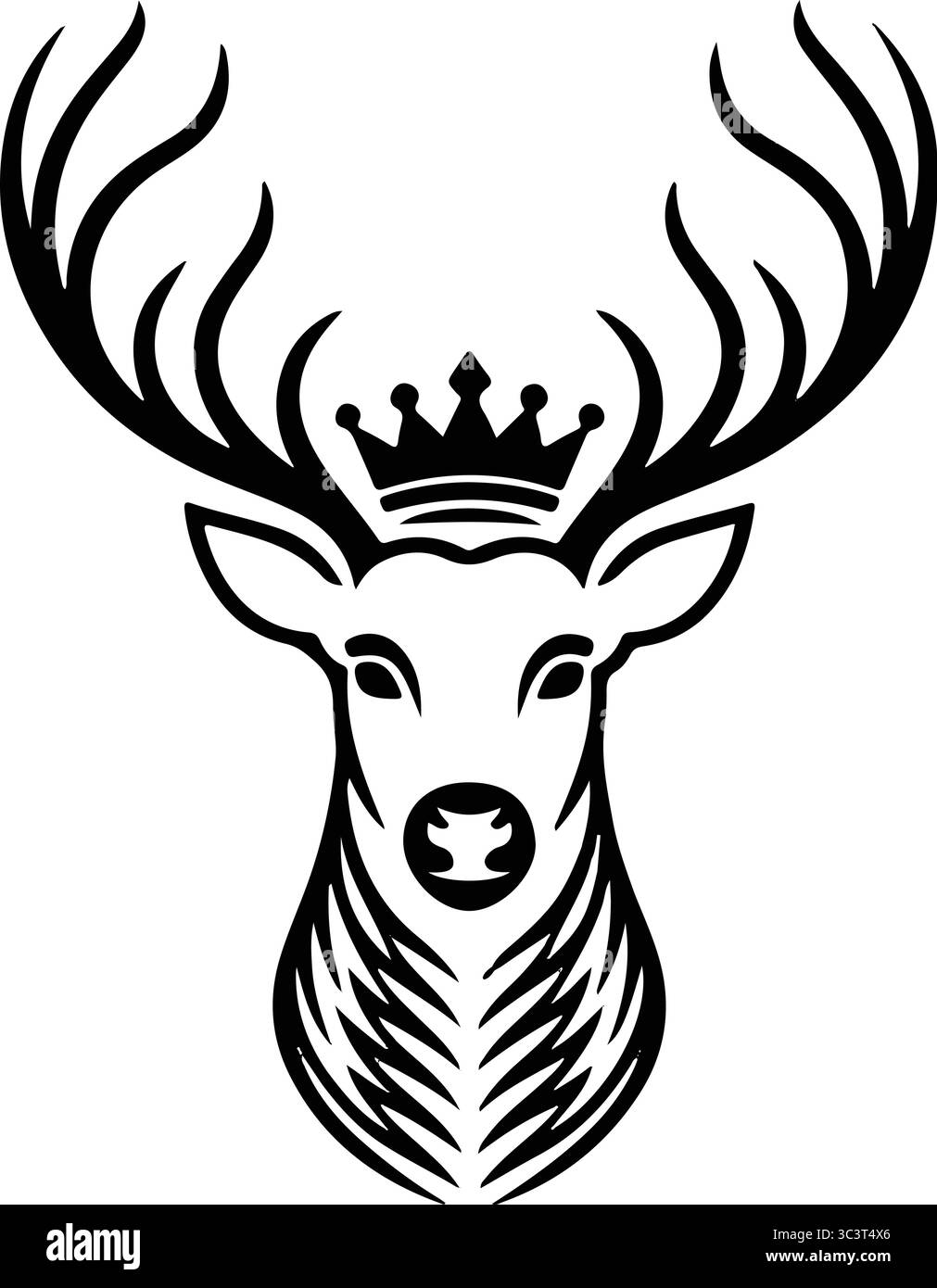 Un logo di un nobile cervo con grandi dimensioni Illustrazione Vettoriale